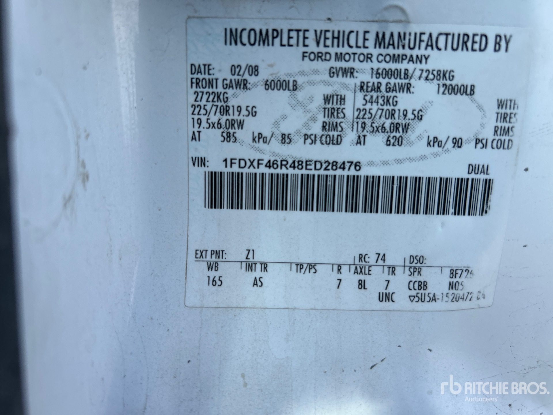 General Appearance with Serial Number / VIN