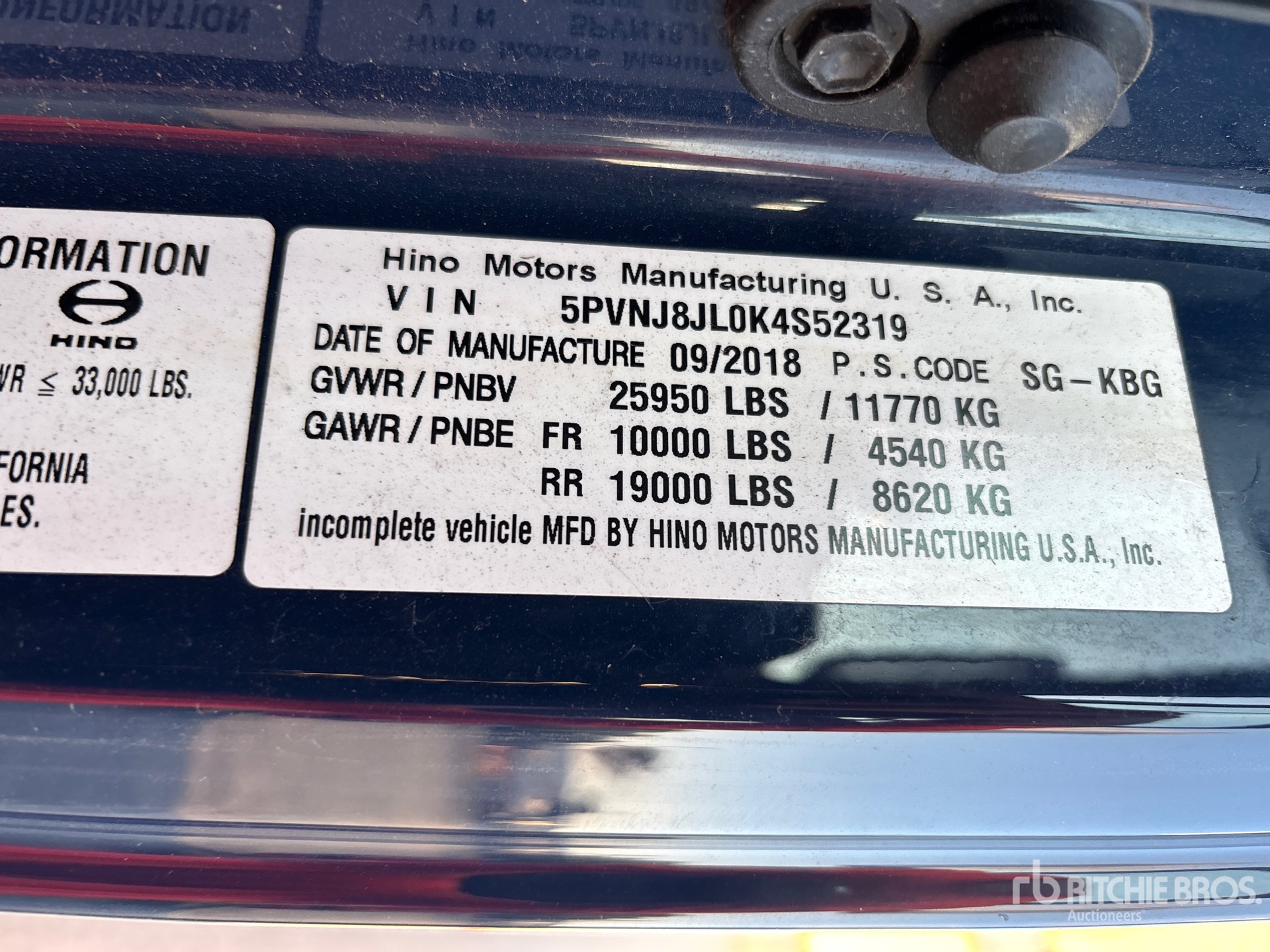 General Appearance with Serial Number / VIN