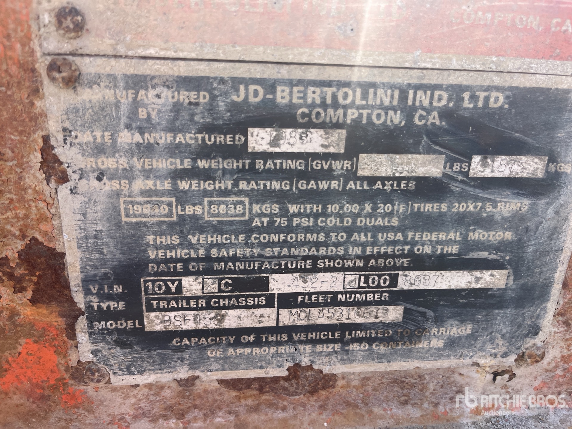 General Appearance with Serial Number / VIN
