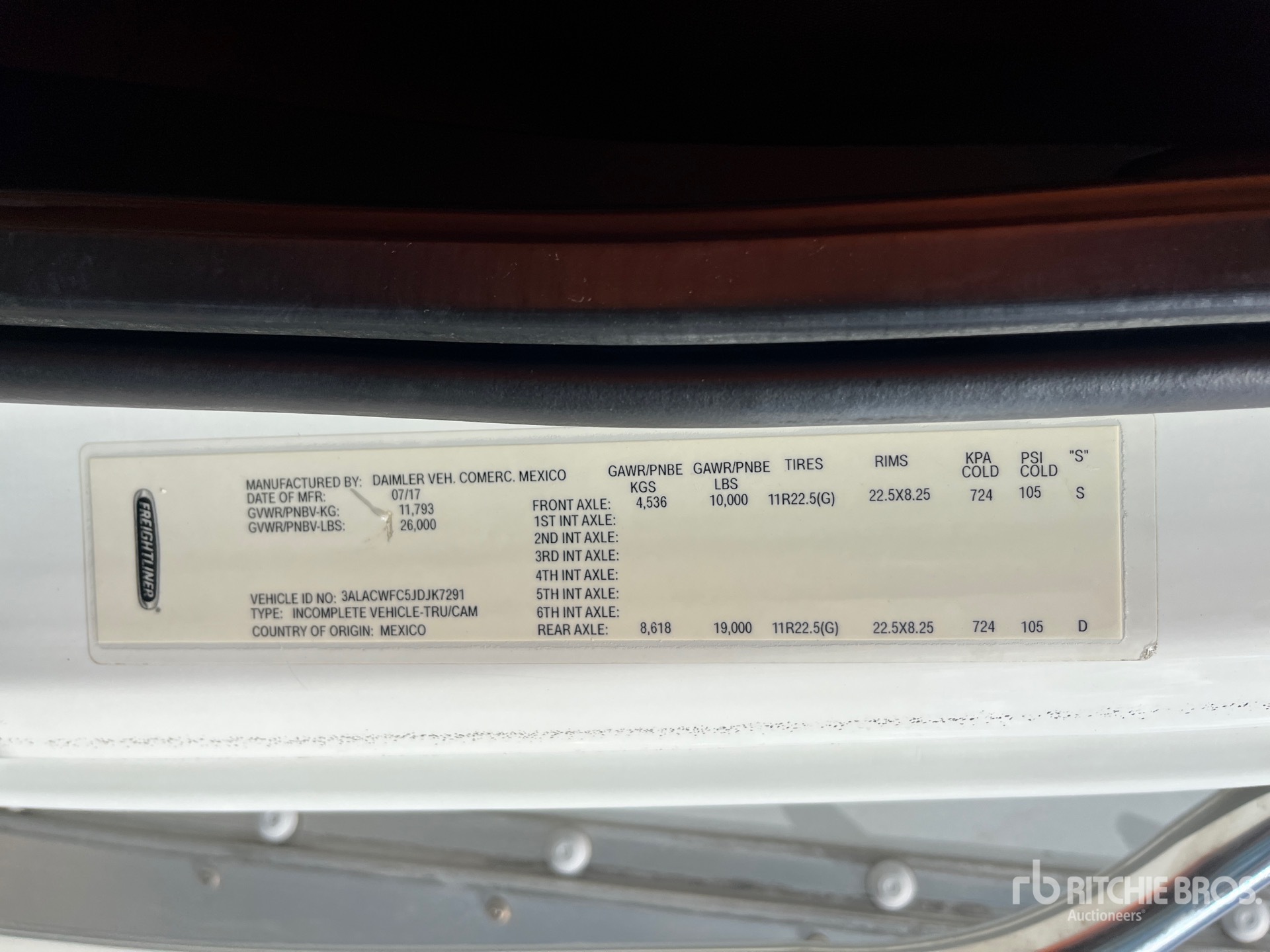General Appearance with Serial Number / VIN