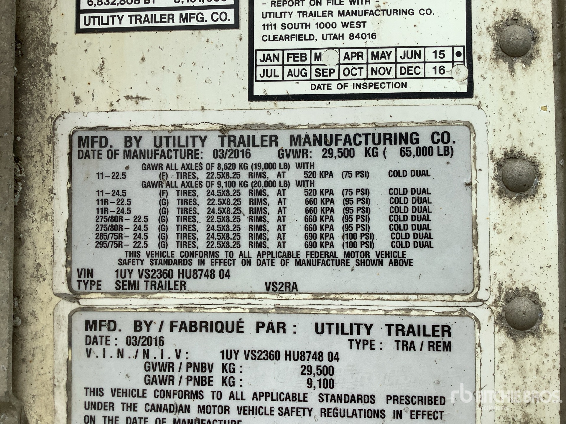 General Appearance with Serial Number / VIN
