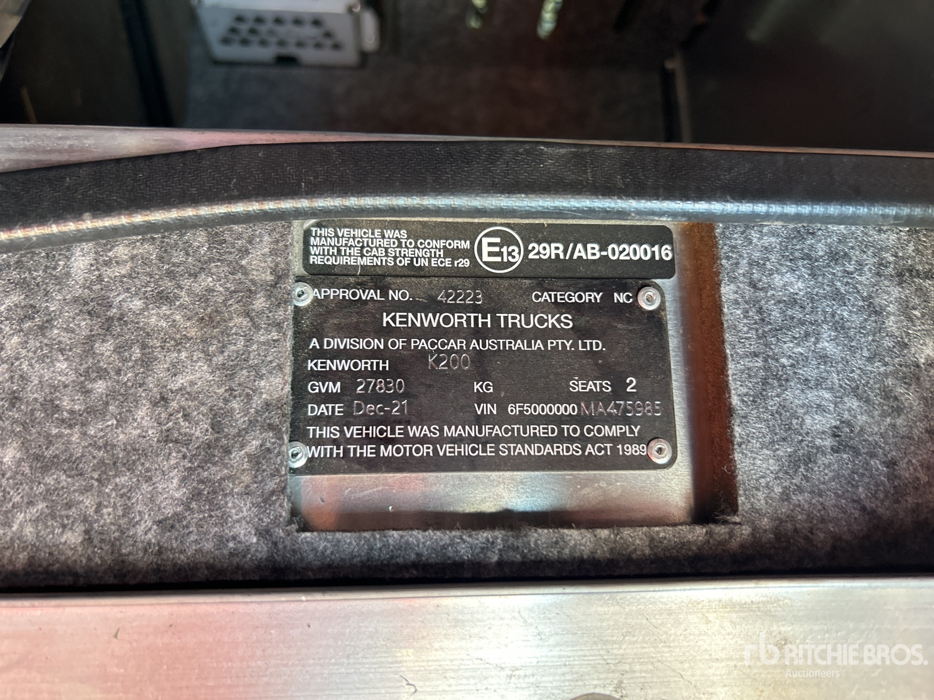 General Appearance with Serial Number / VIN