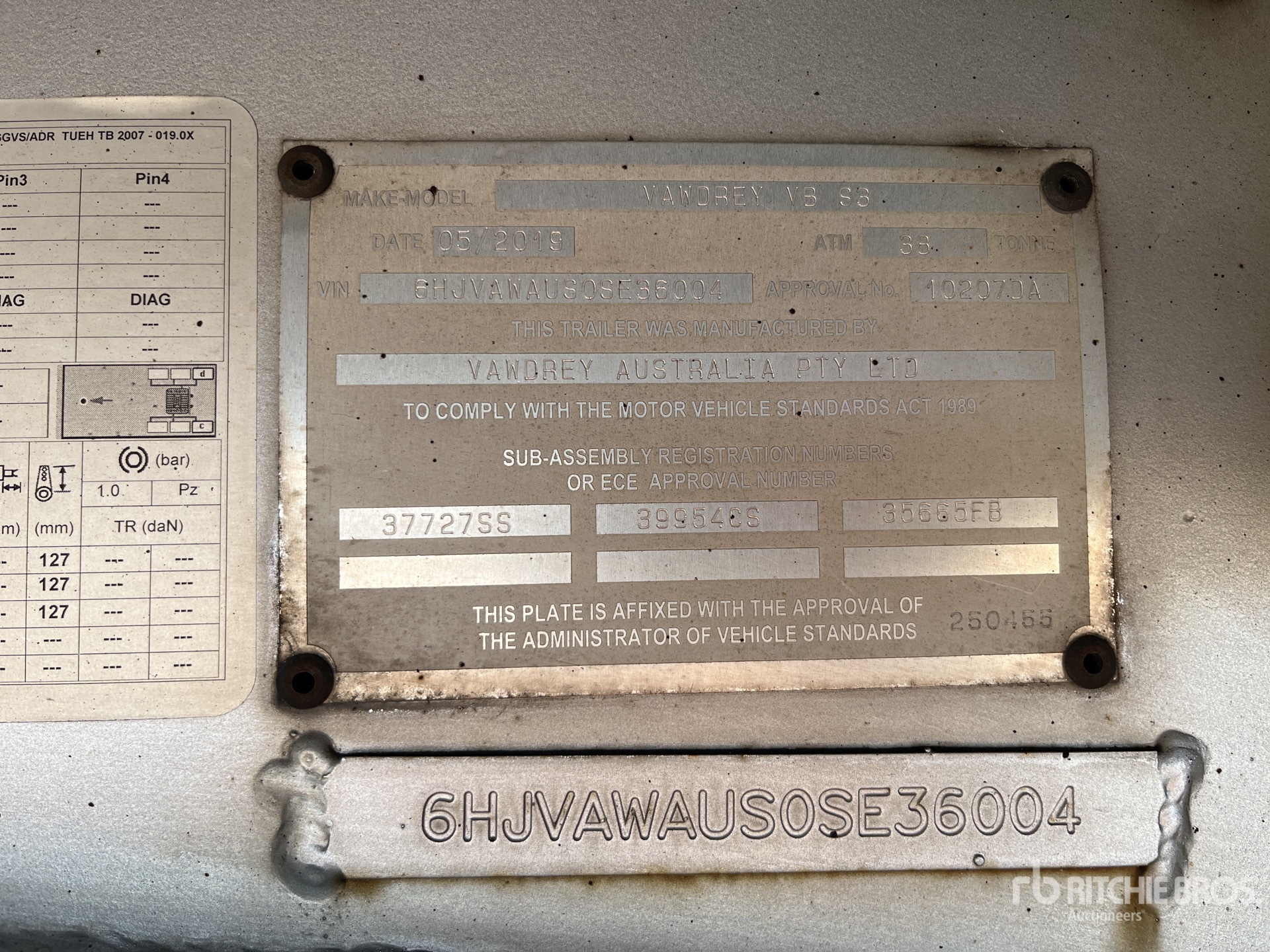 General Appearance with Serial Number / VIN