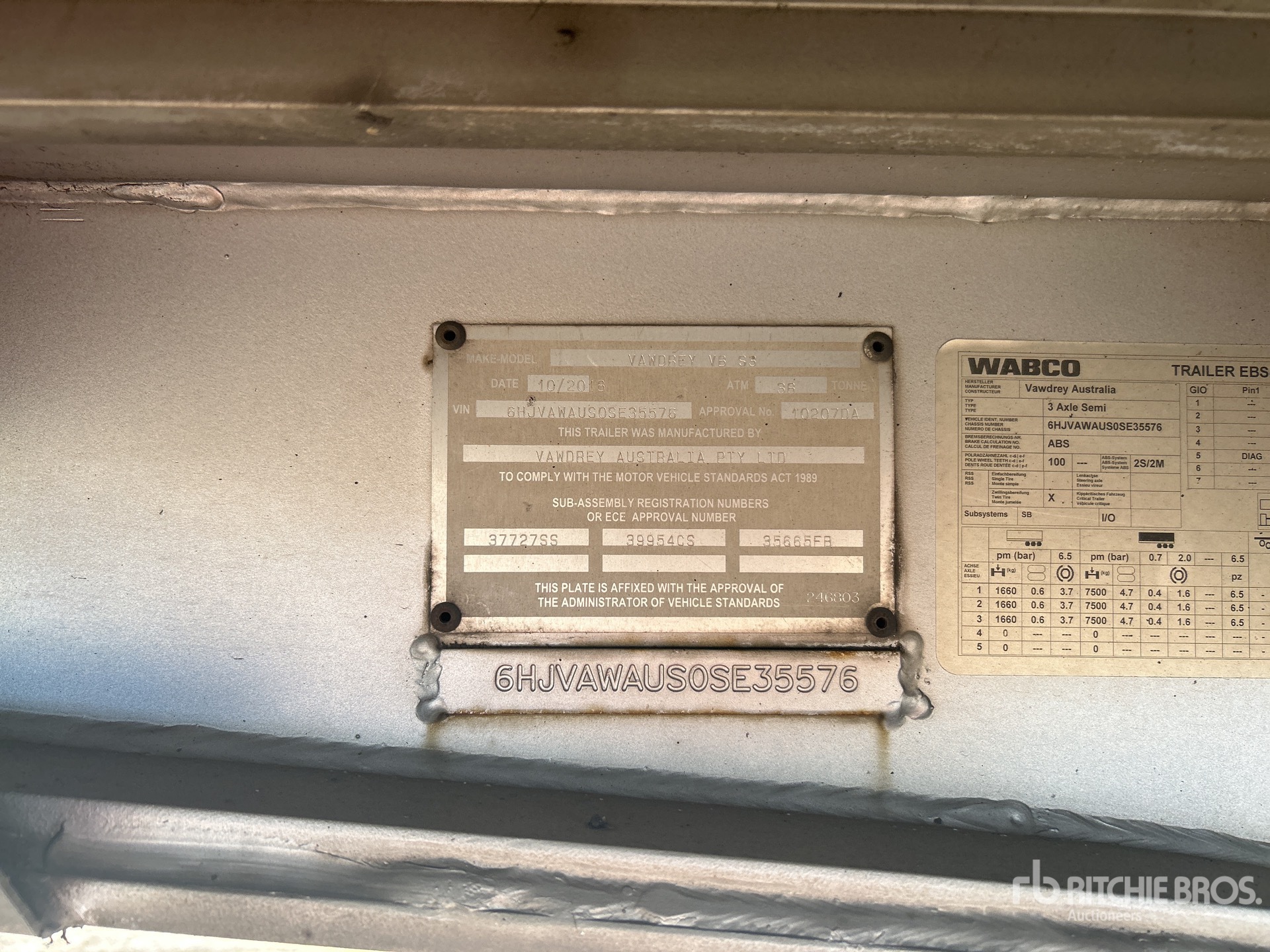 General Appearance with Serial Number / VIN