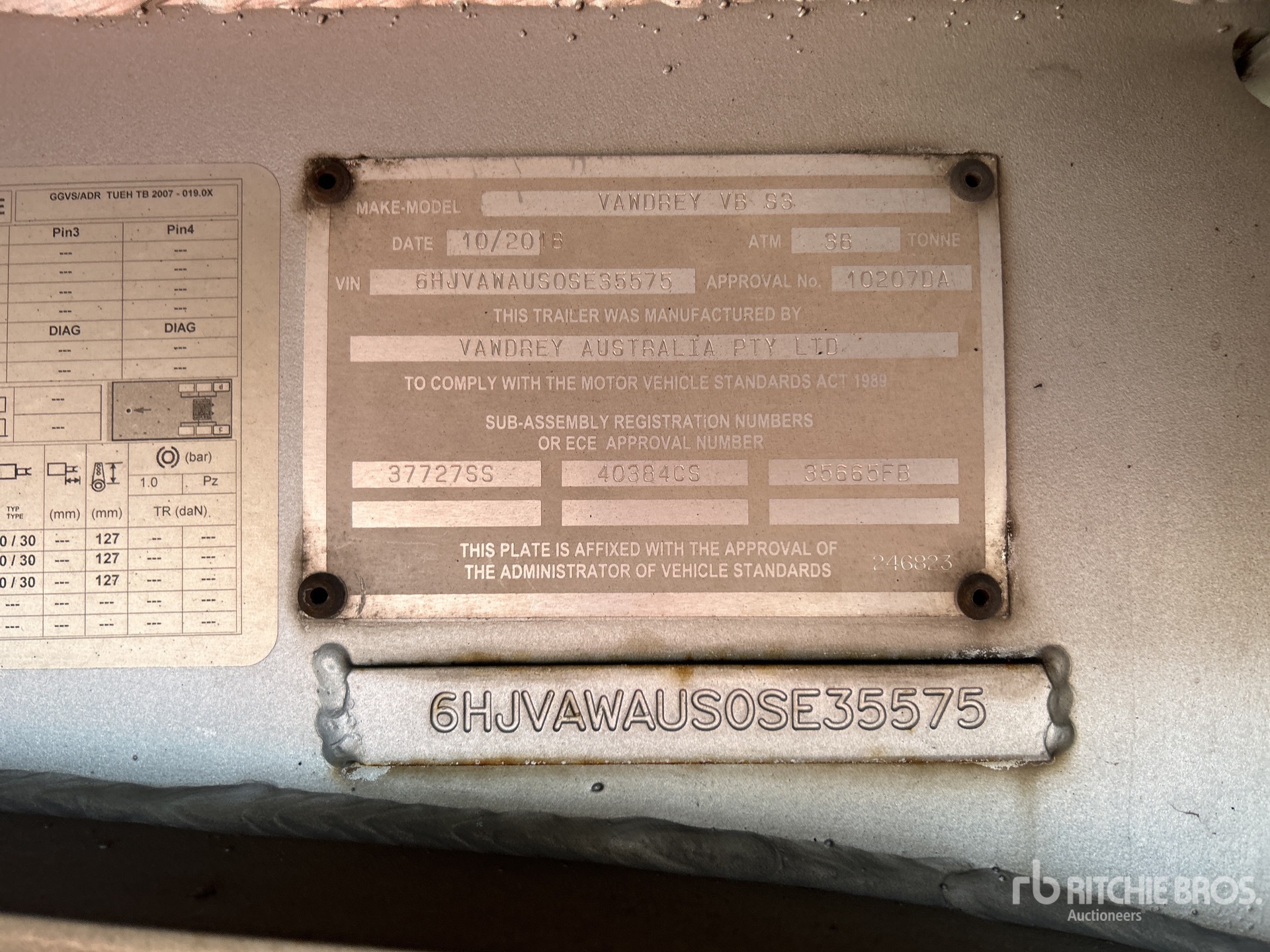 General Appearance with Serial Number / VIN