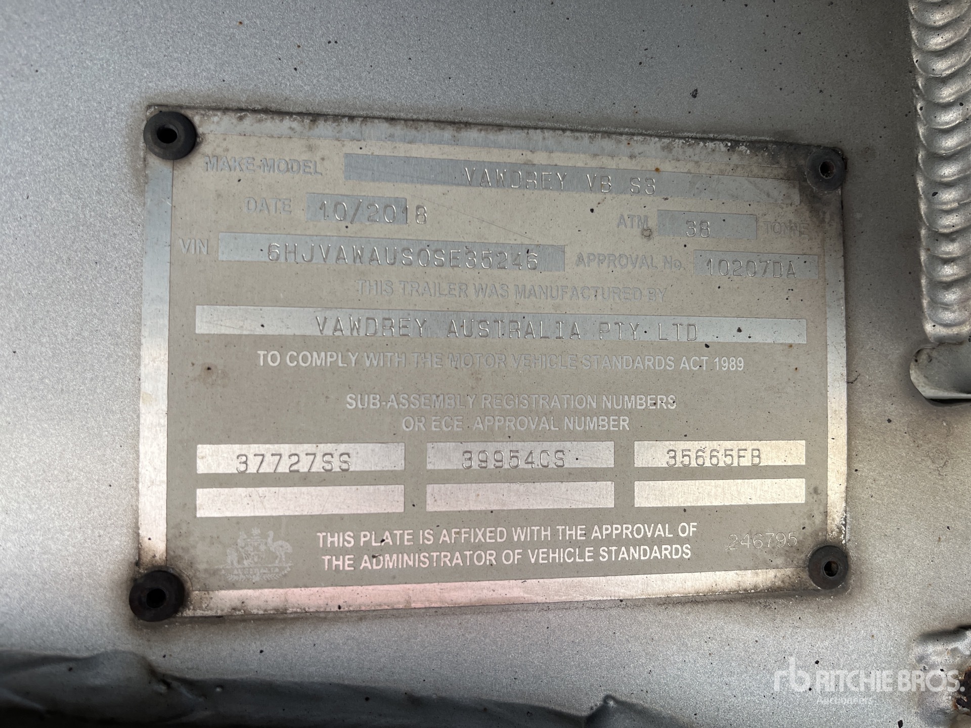 General Appearance with Serial Number / VIN