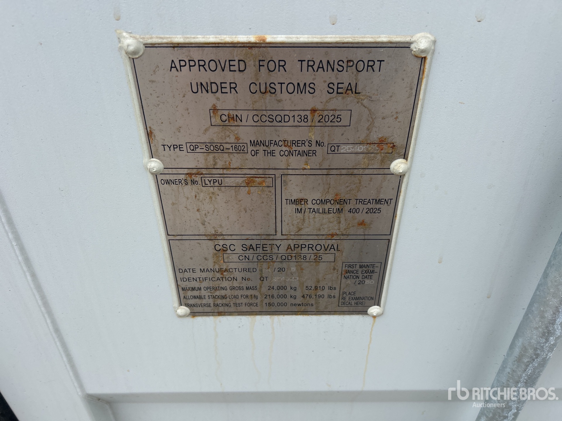 General Appearance with Serial Number / VIN