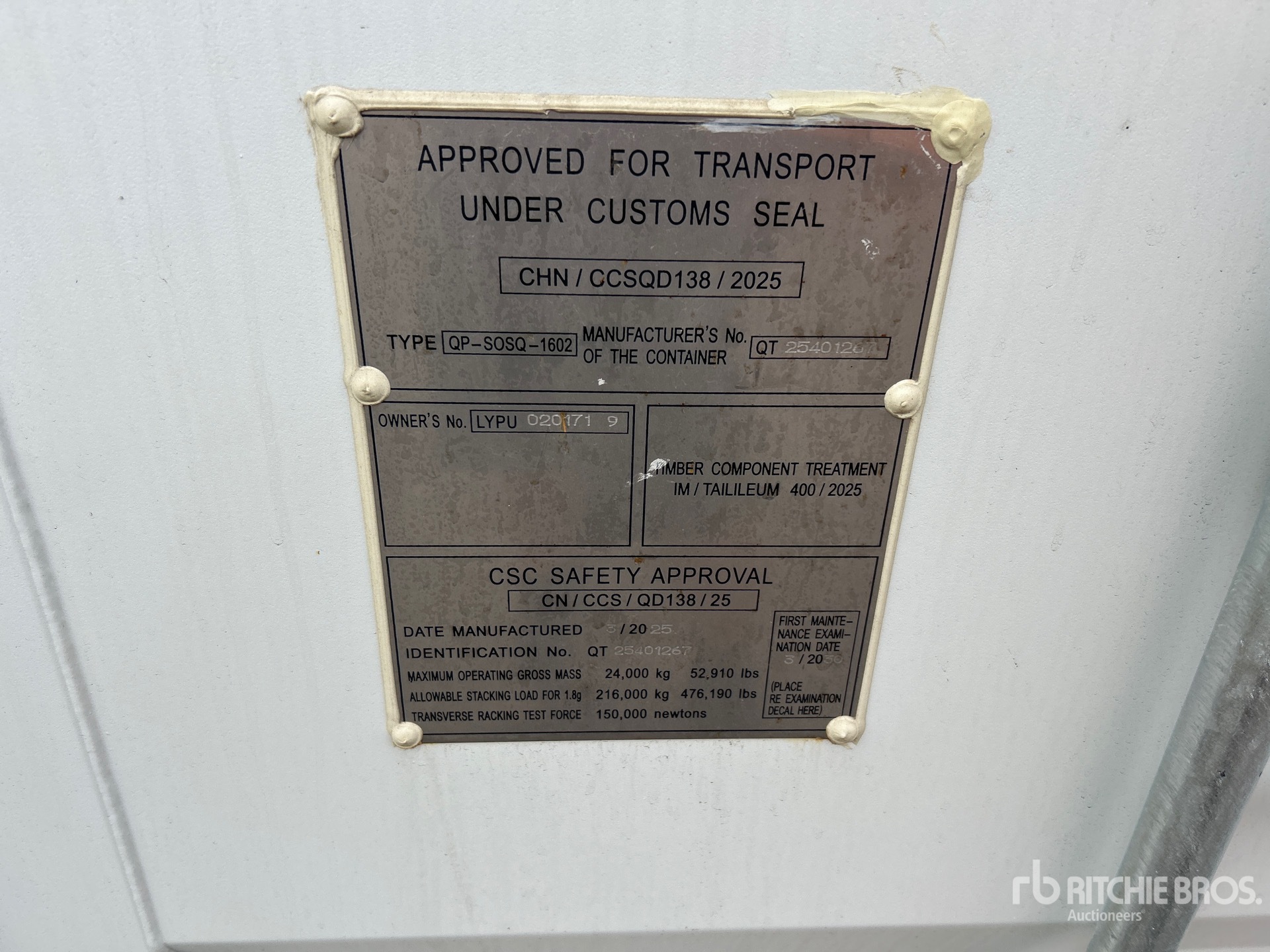 General Appearance with Serial Number / VIN