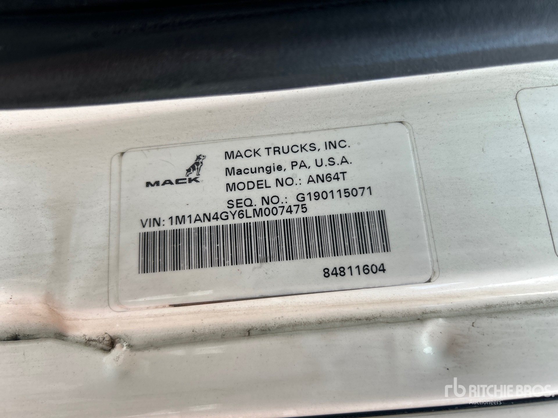 General Appearance with Serial Number / VIN