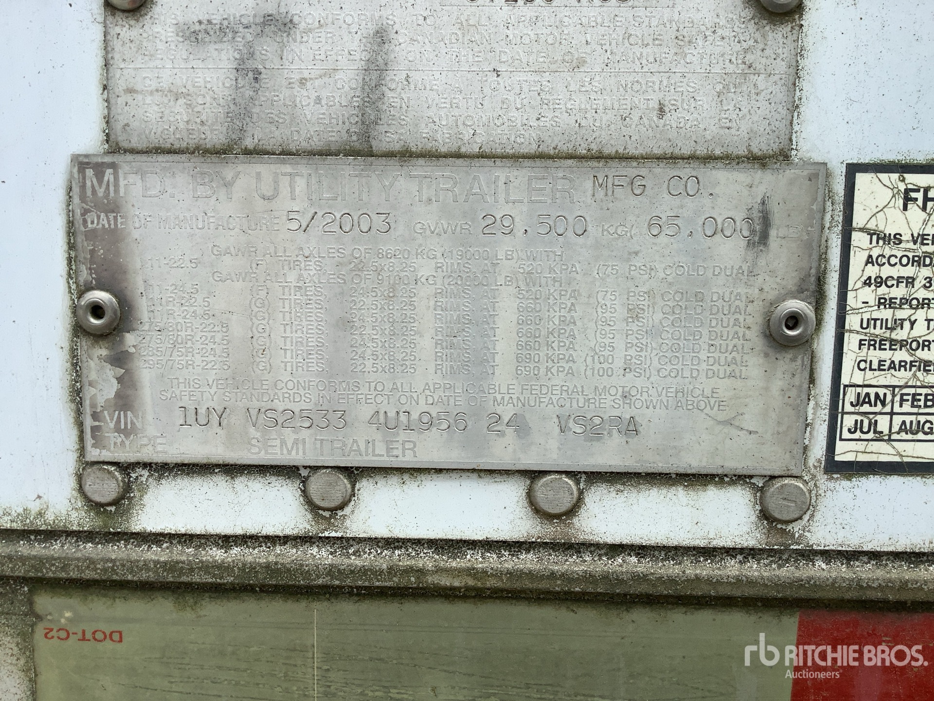 General Appearance with Serial Number / VIN