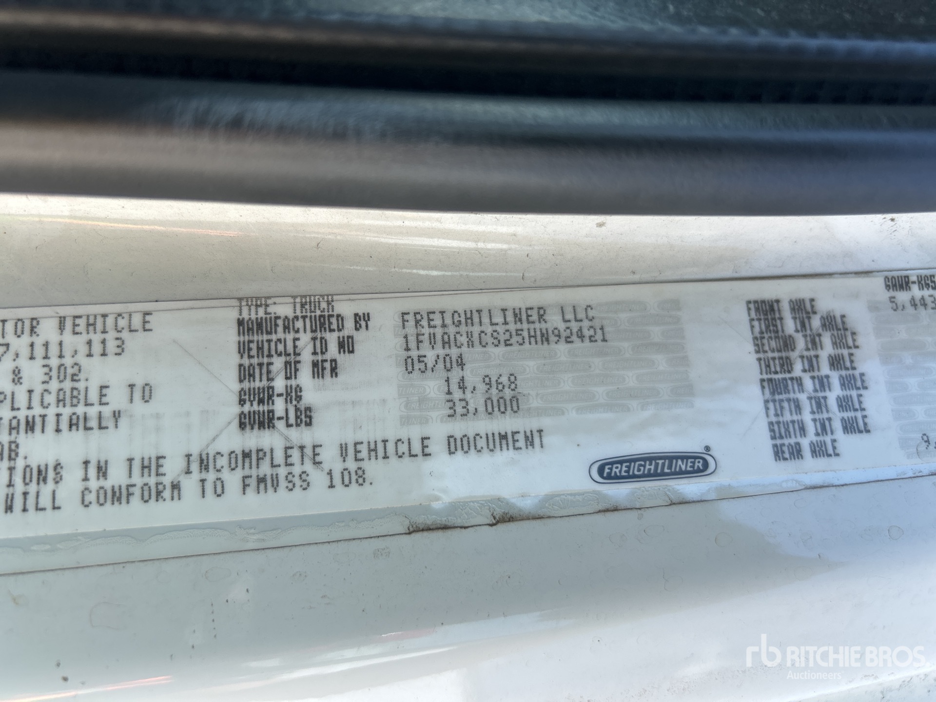 General Appearance with Serial Number / VIN