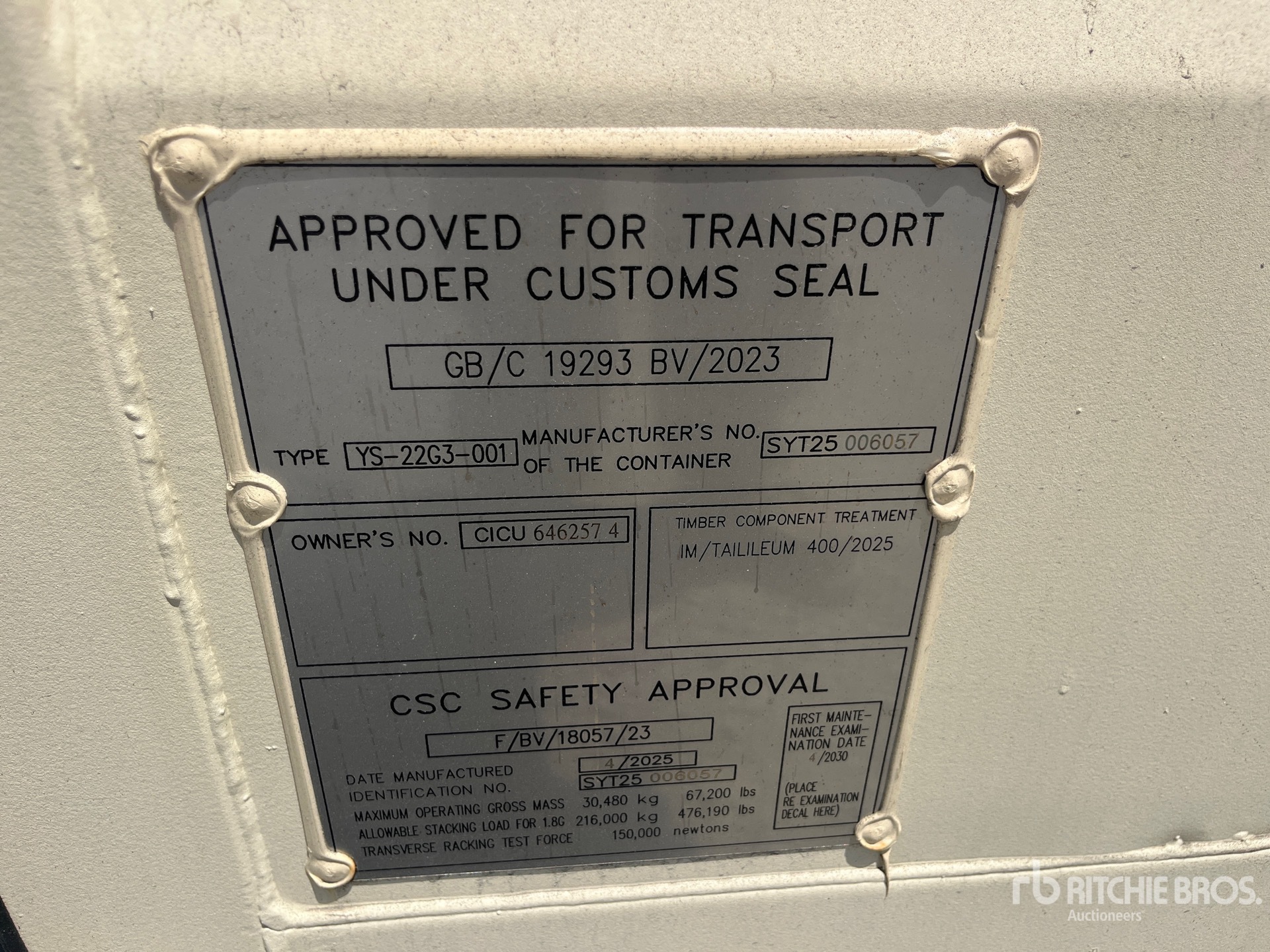 General Appearance with Serial Number / VIN