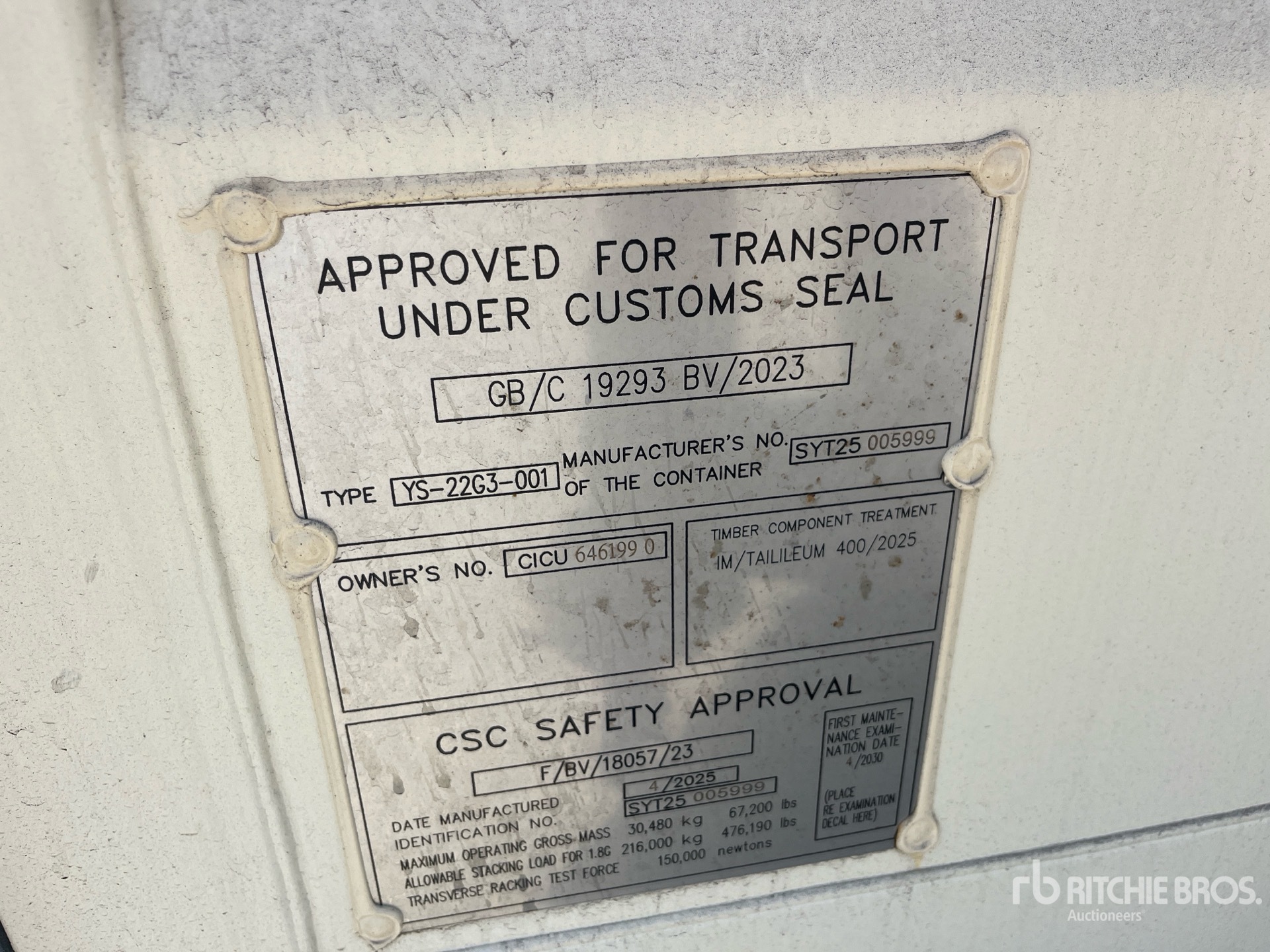 General Appearance with Serial Number / VIN