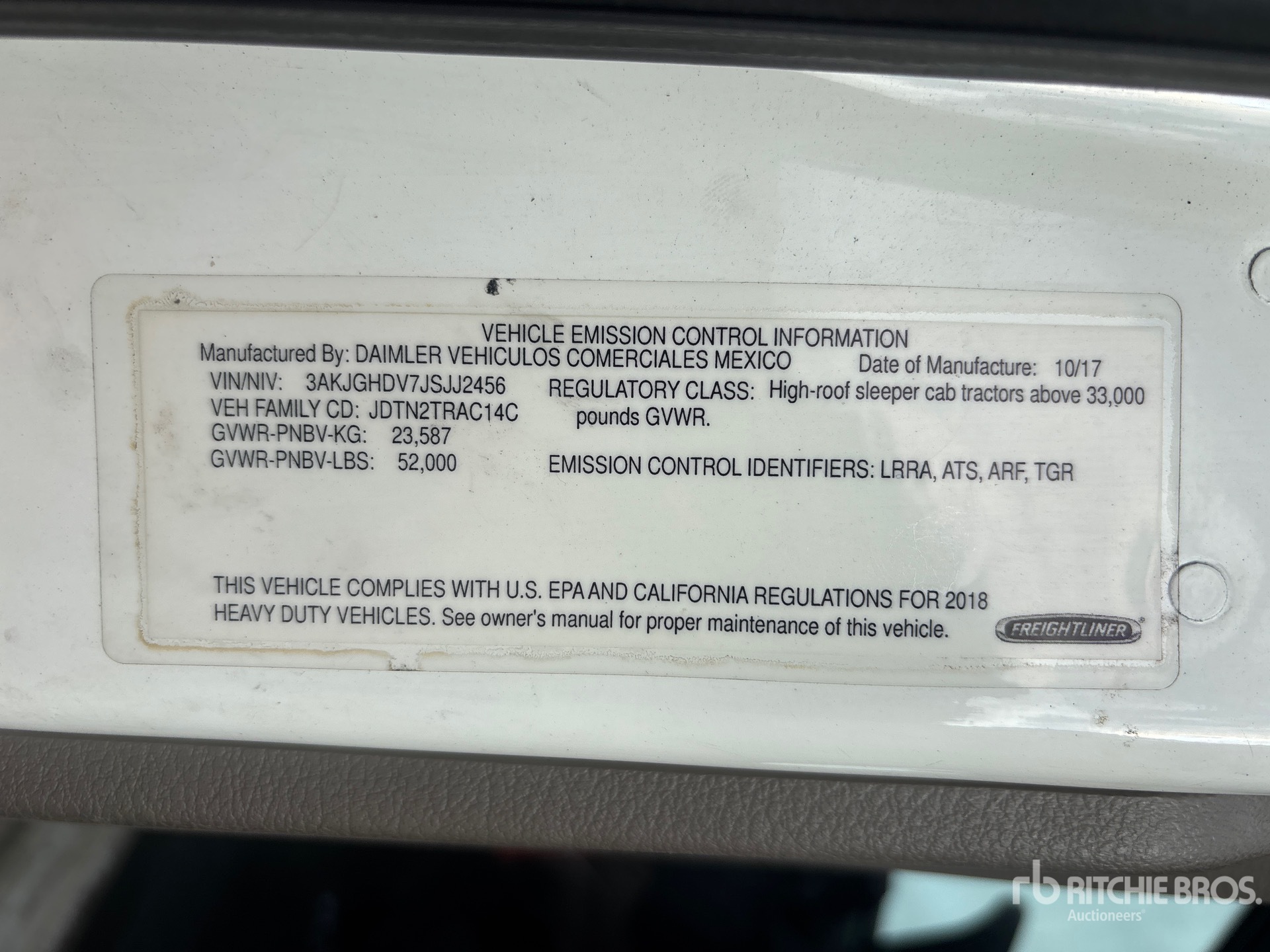 General Appearance with Serial Number / VIN