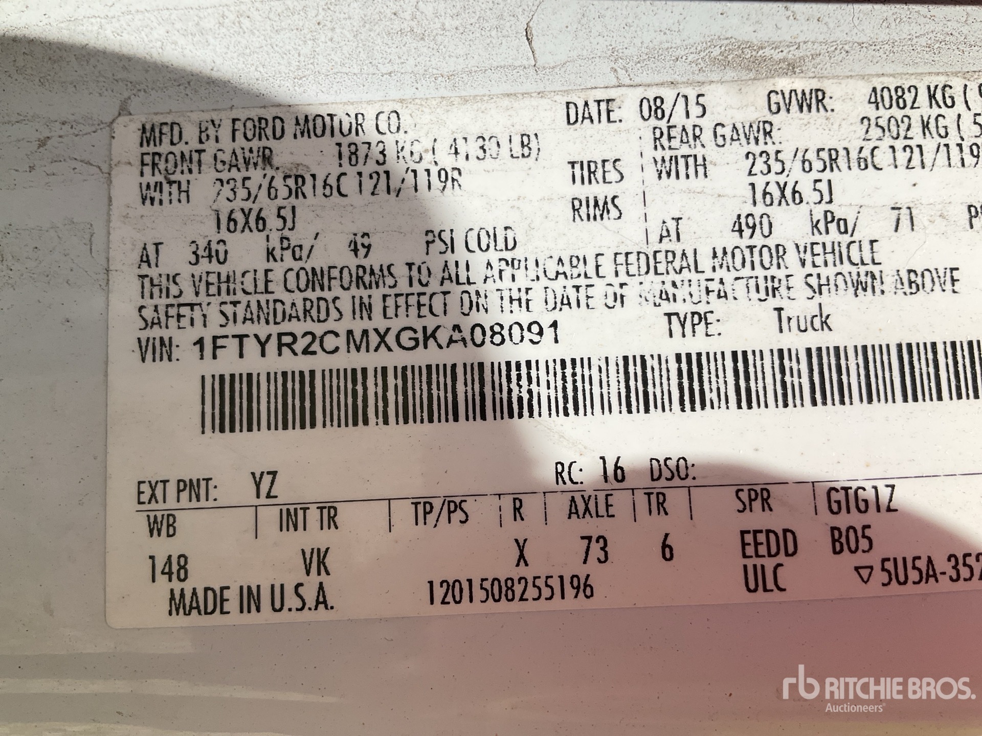 General Appearance with Serial Number / VIN