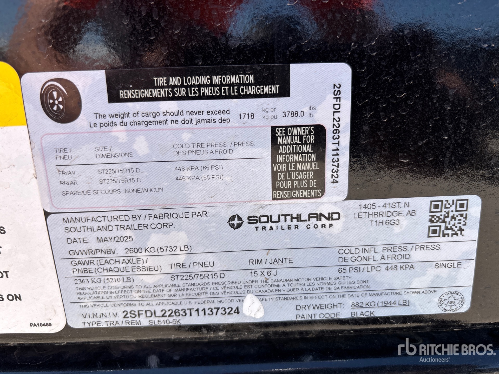 General Appearance with Serial Number / VIN