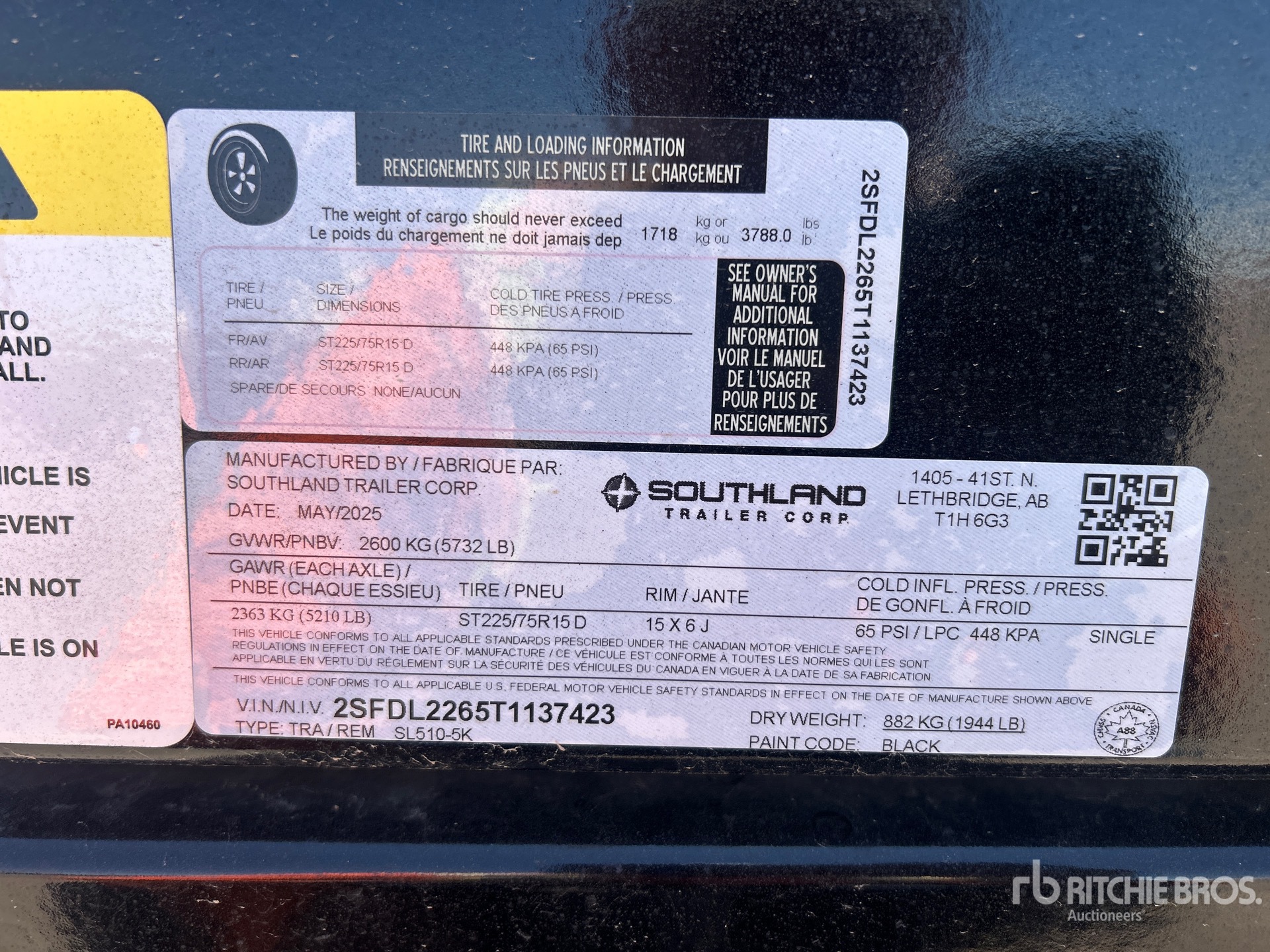 General Appearance with Serial Number / VIN