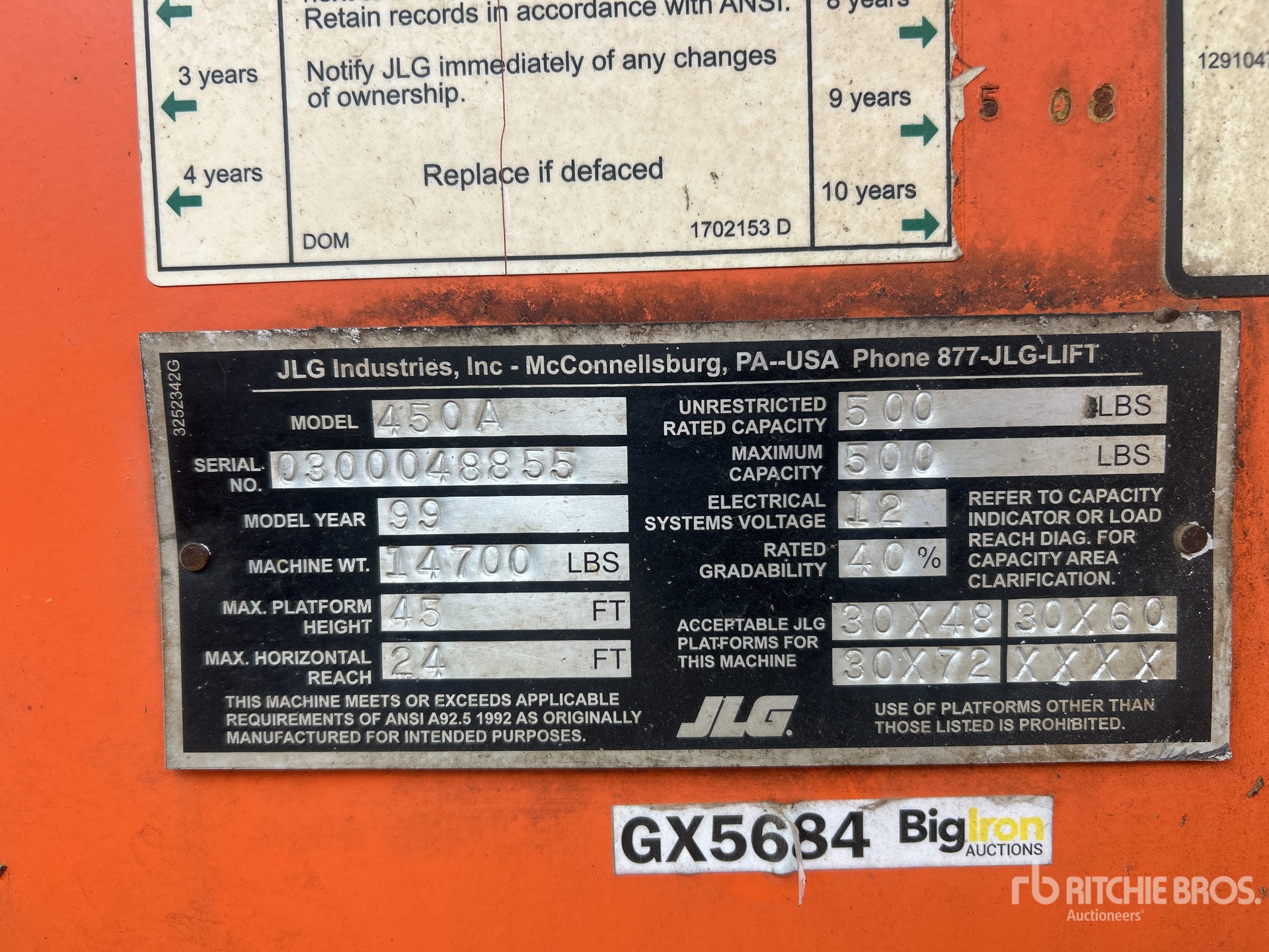 General Appearance with Serial Number / VIN