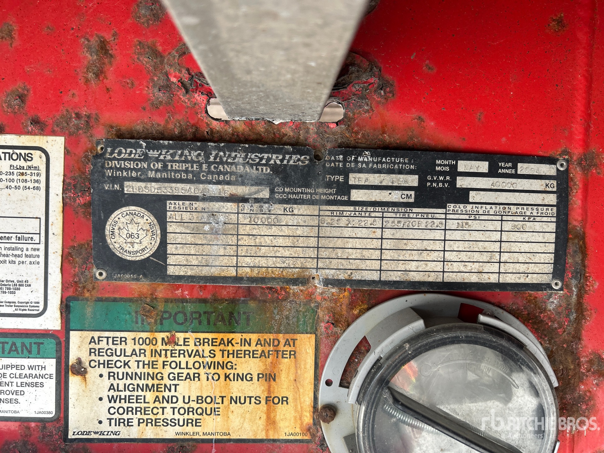 General Appearance with Serial Number / VIN