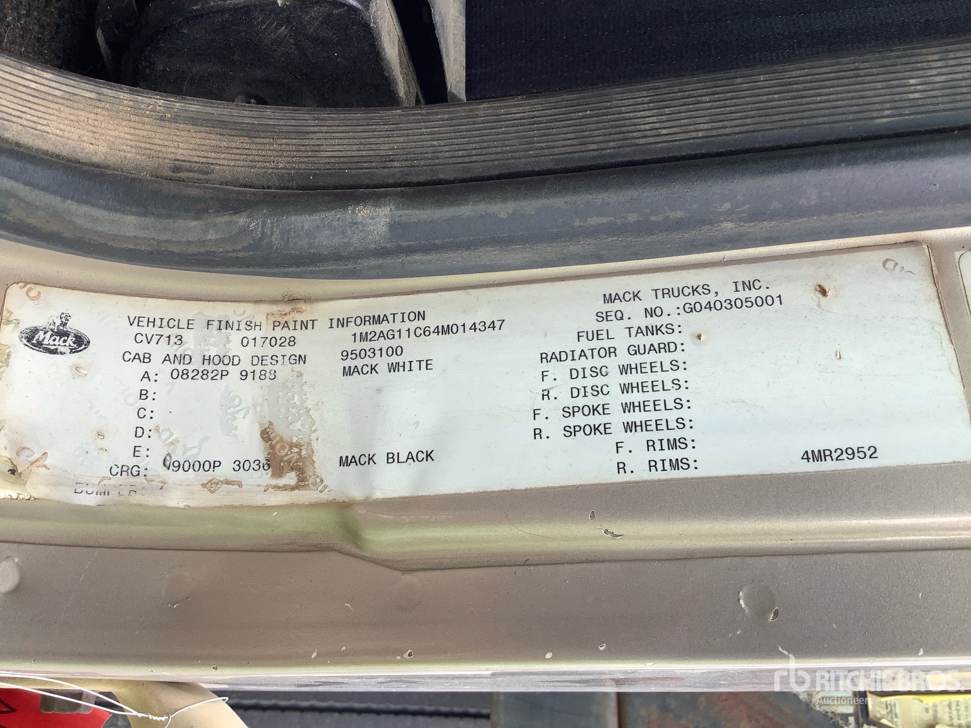 General Appearance with Serial Number / VIN