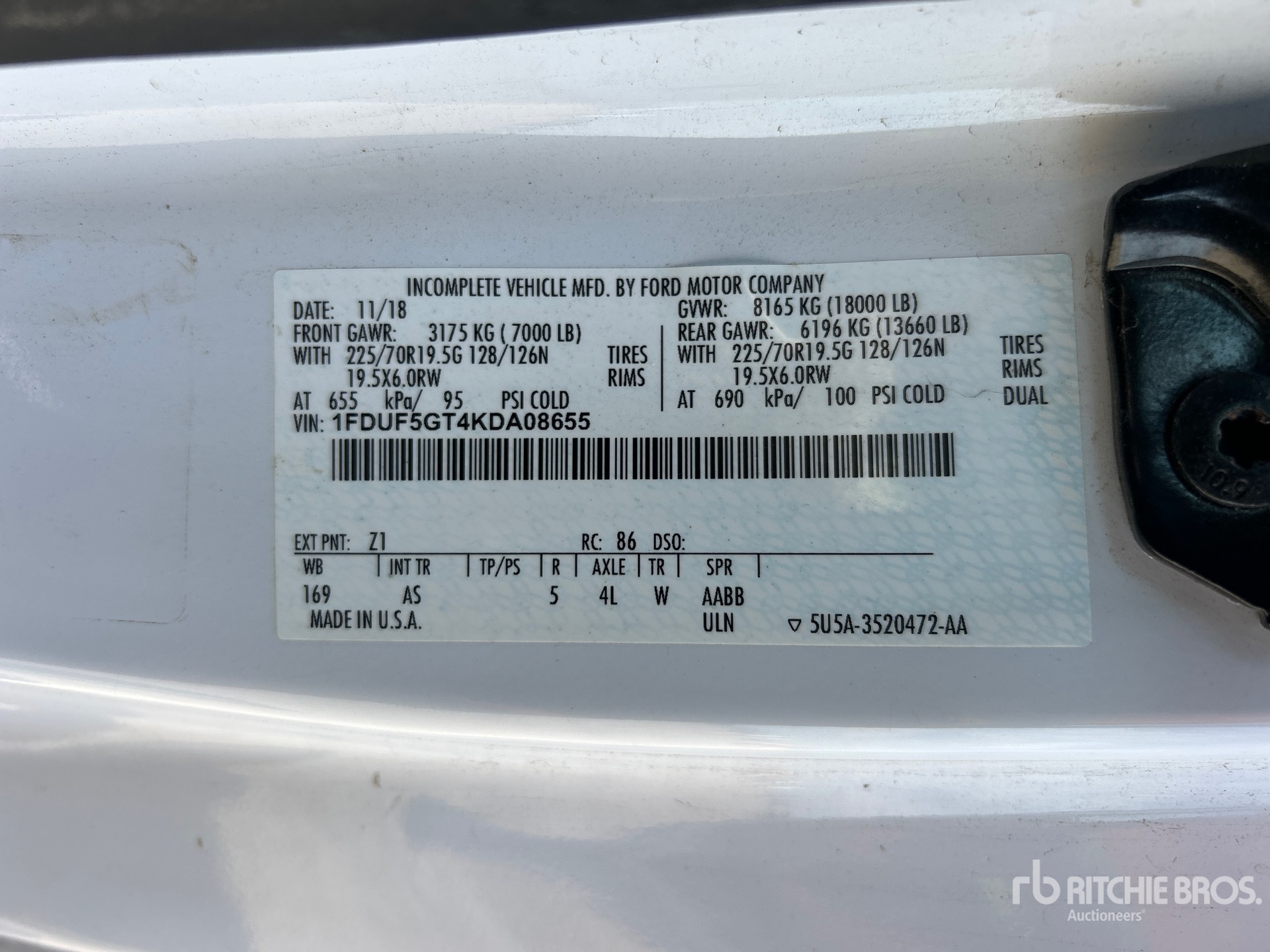 General Appearance with Serial Number / VIN