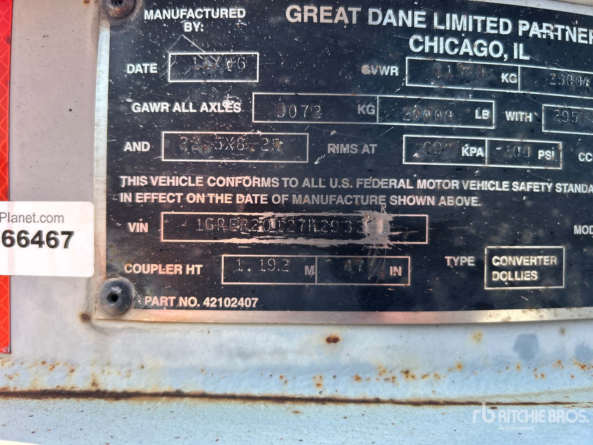 General Appearance with Serial Number / VIN