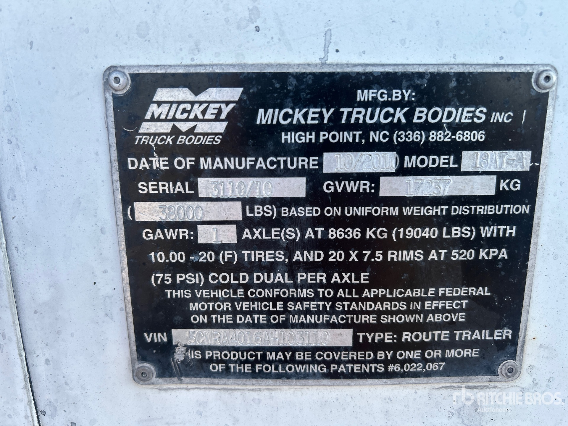 General Appearance with Serial Number / VIN