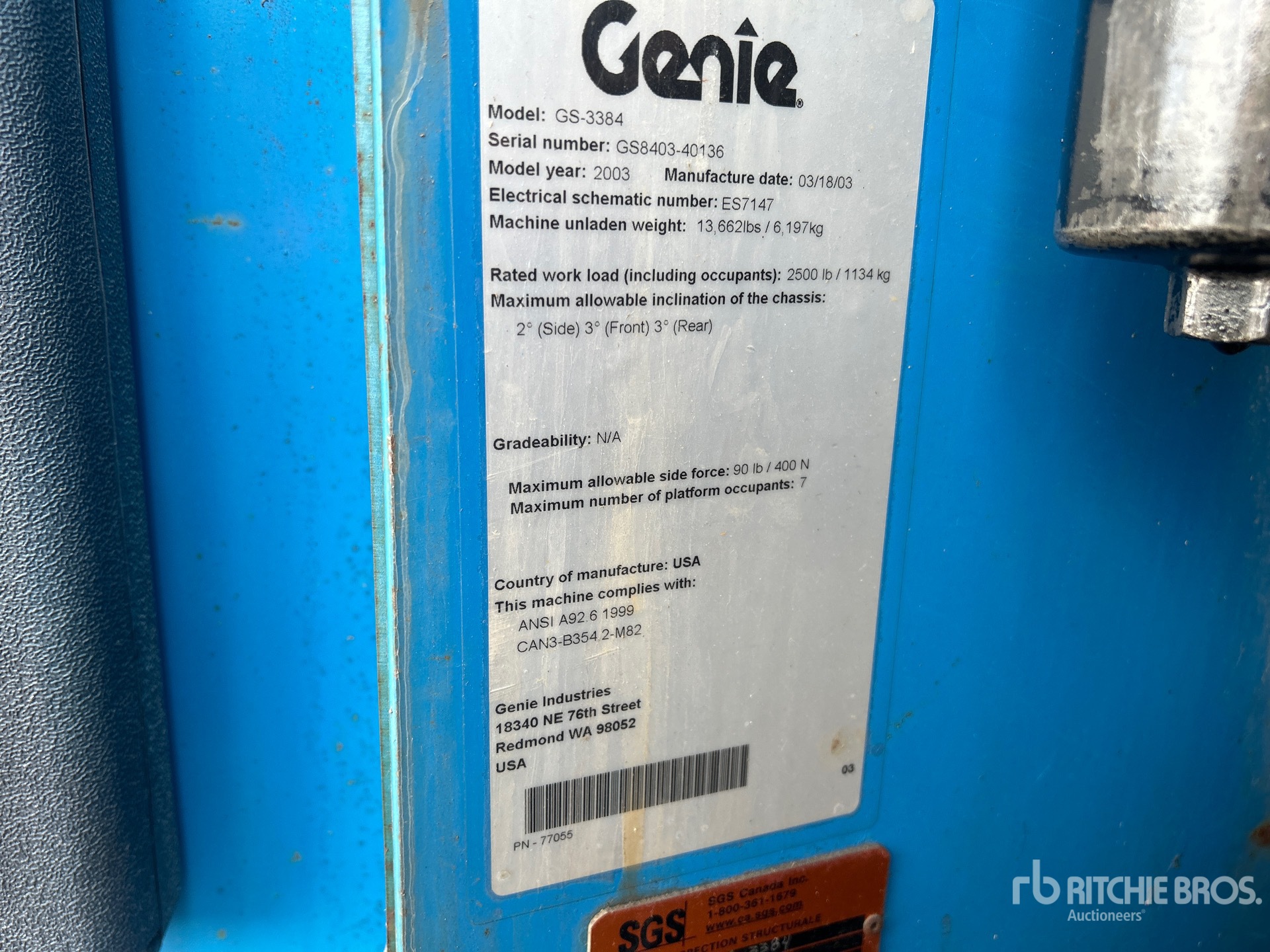 General Appearance with Serial Number / VIN