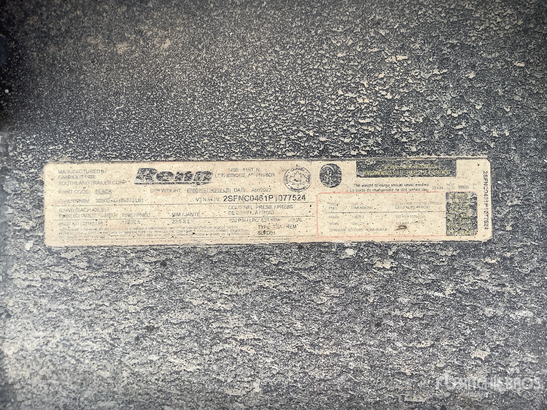 General Appearance with Serial Number / VIN