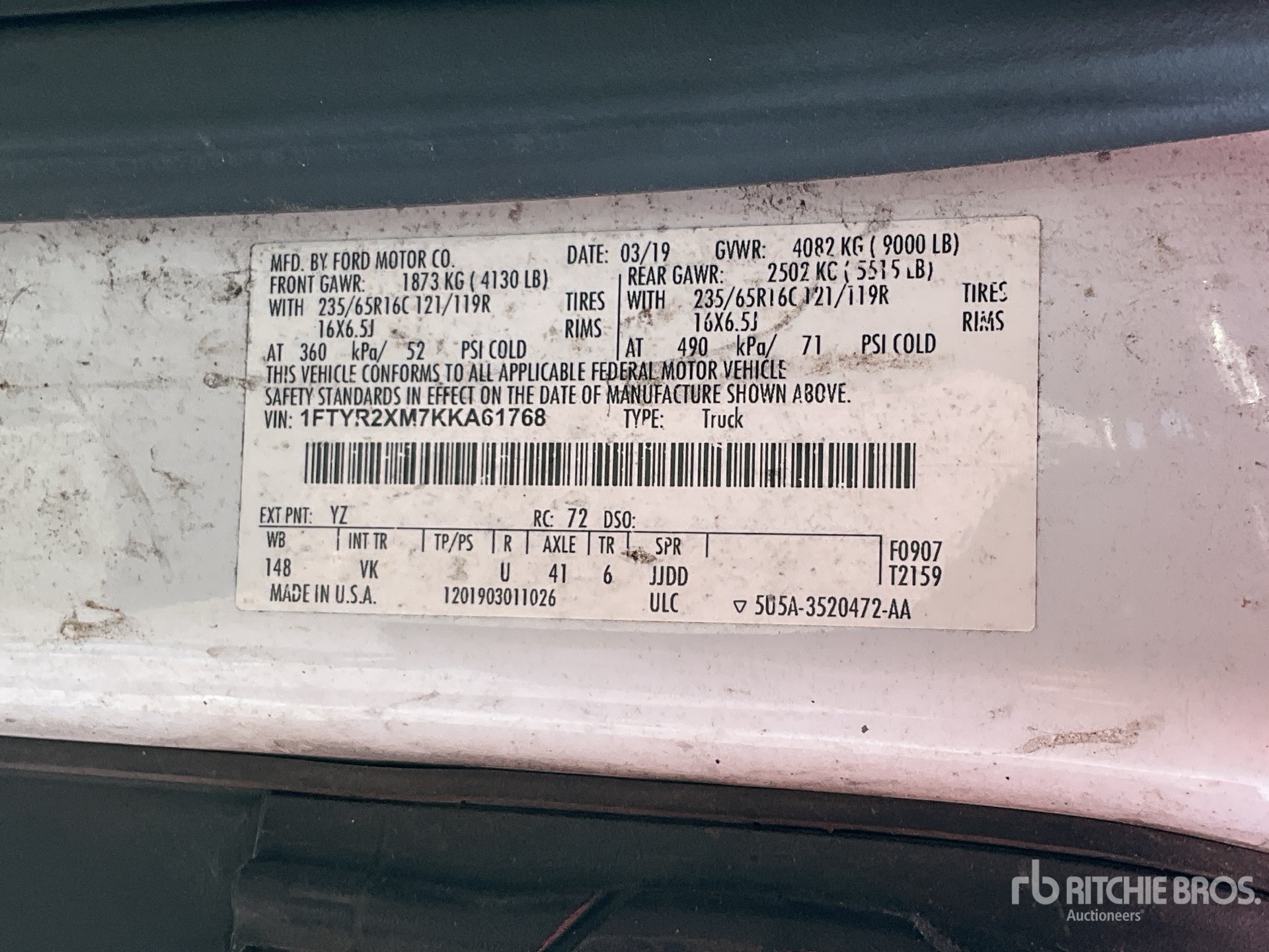 General Appearance with Serial Number / VIN