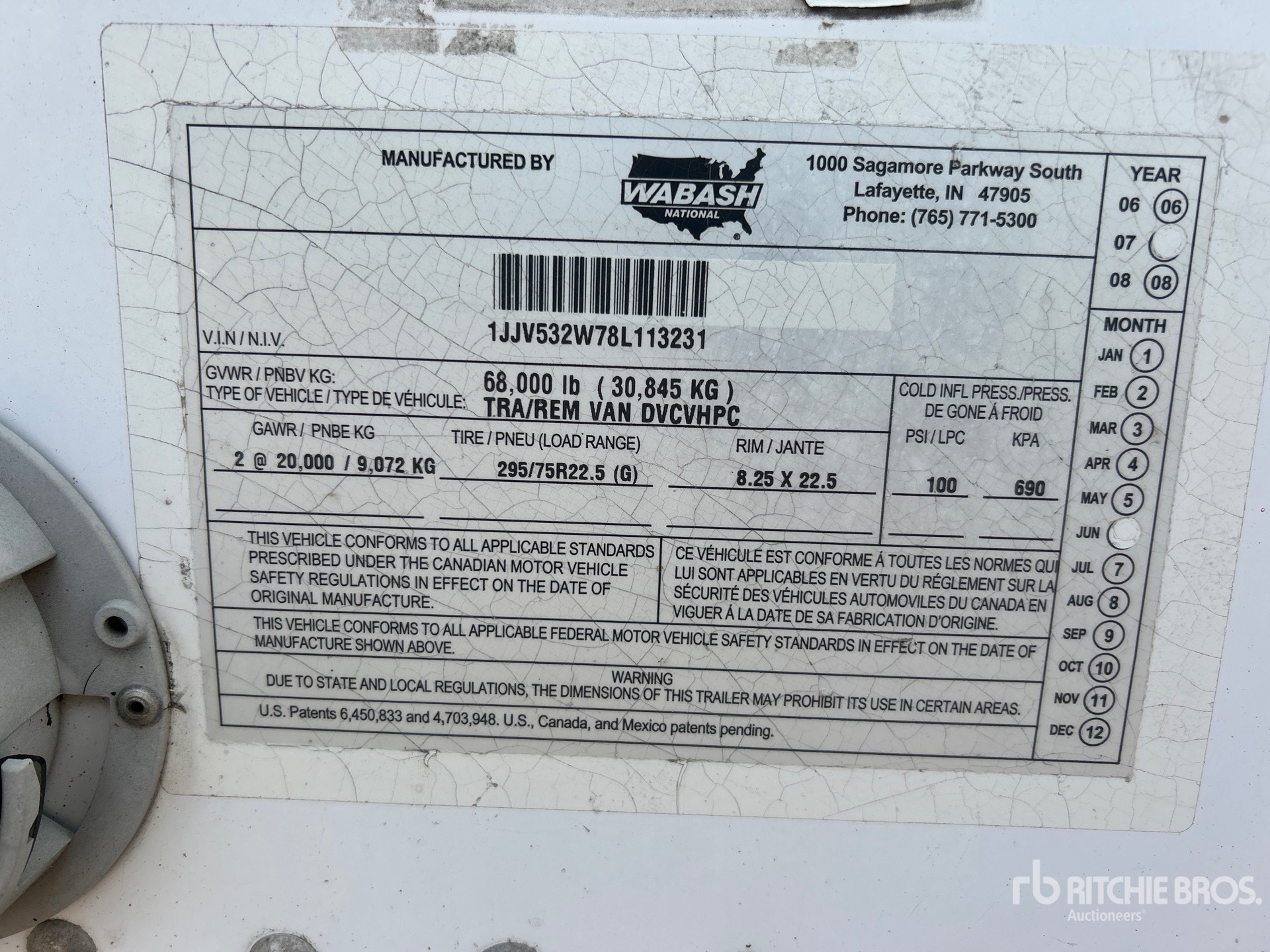 General Appearance with Serial Number / VIN