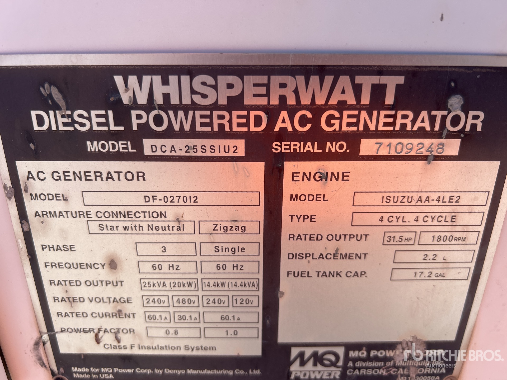 General Appearance with Serial Number / VIN