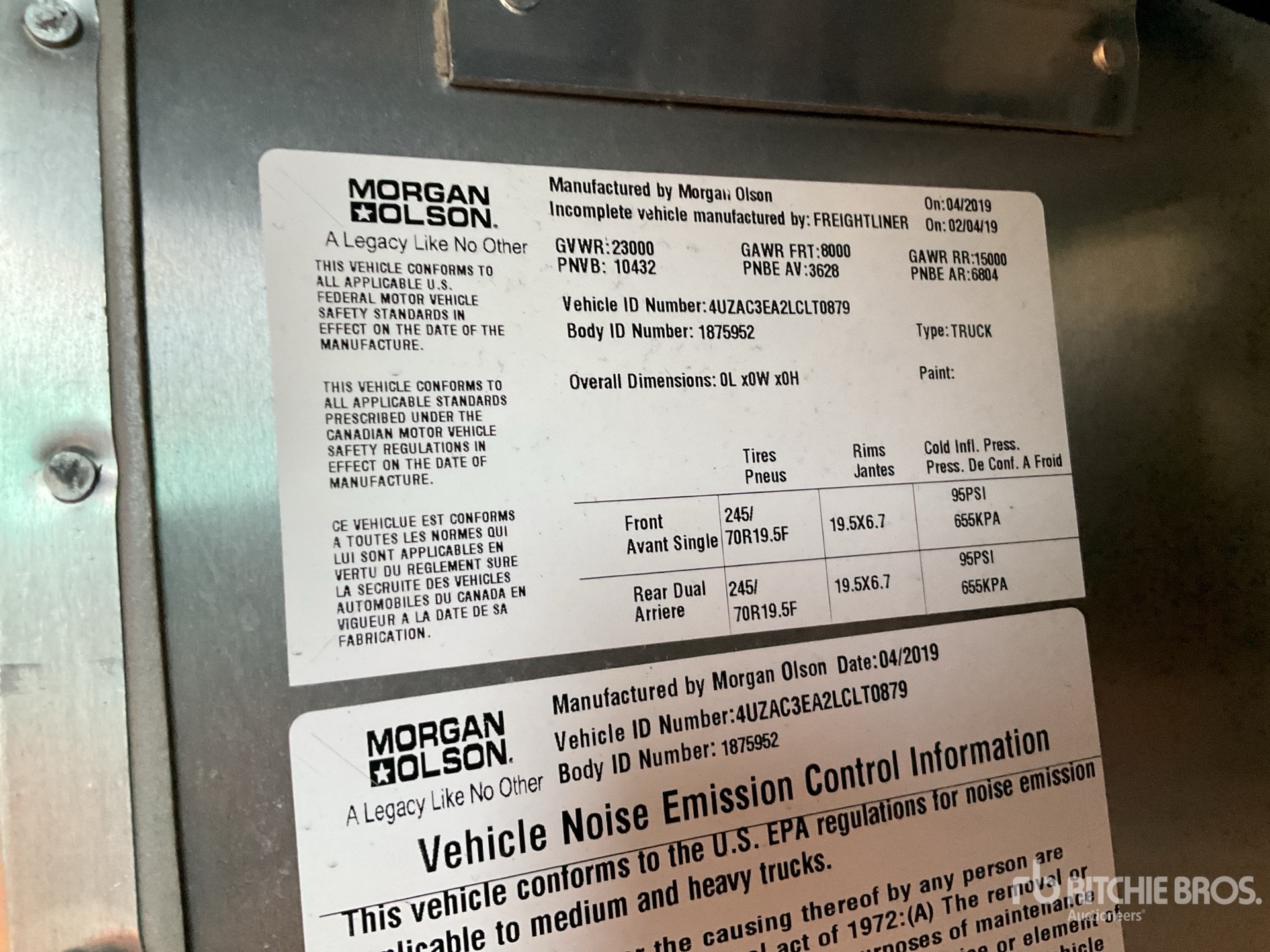 General Appearance with Serial Number / VIN