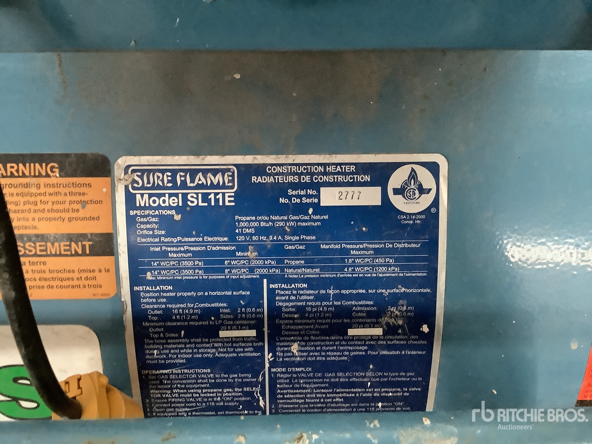 General Appearance with Serial Number / VIN