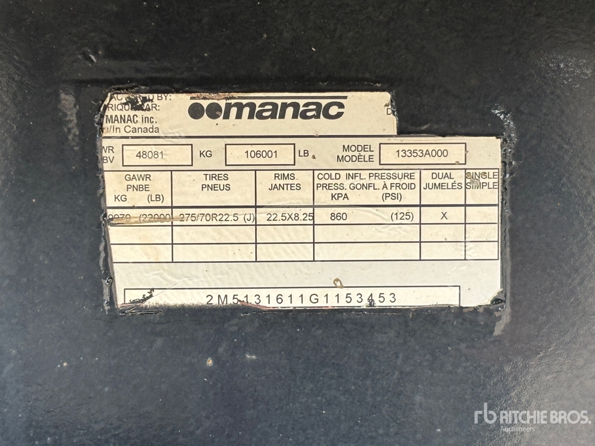 General Appearance with Serial Number / VIN