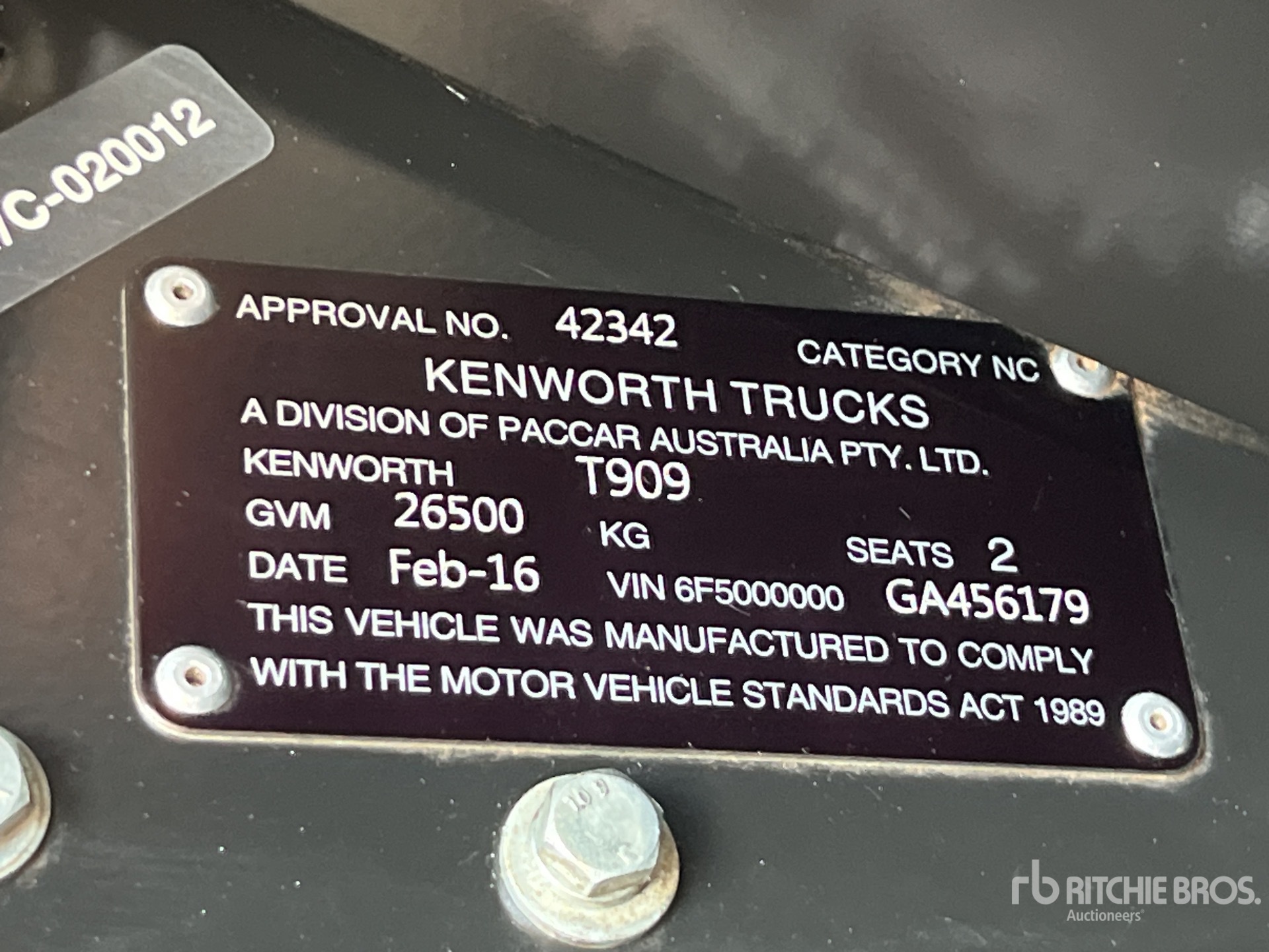 General Appearance with Serial Number / VIN