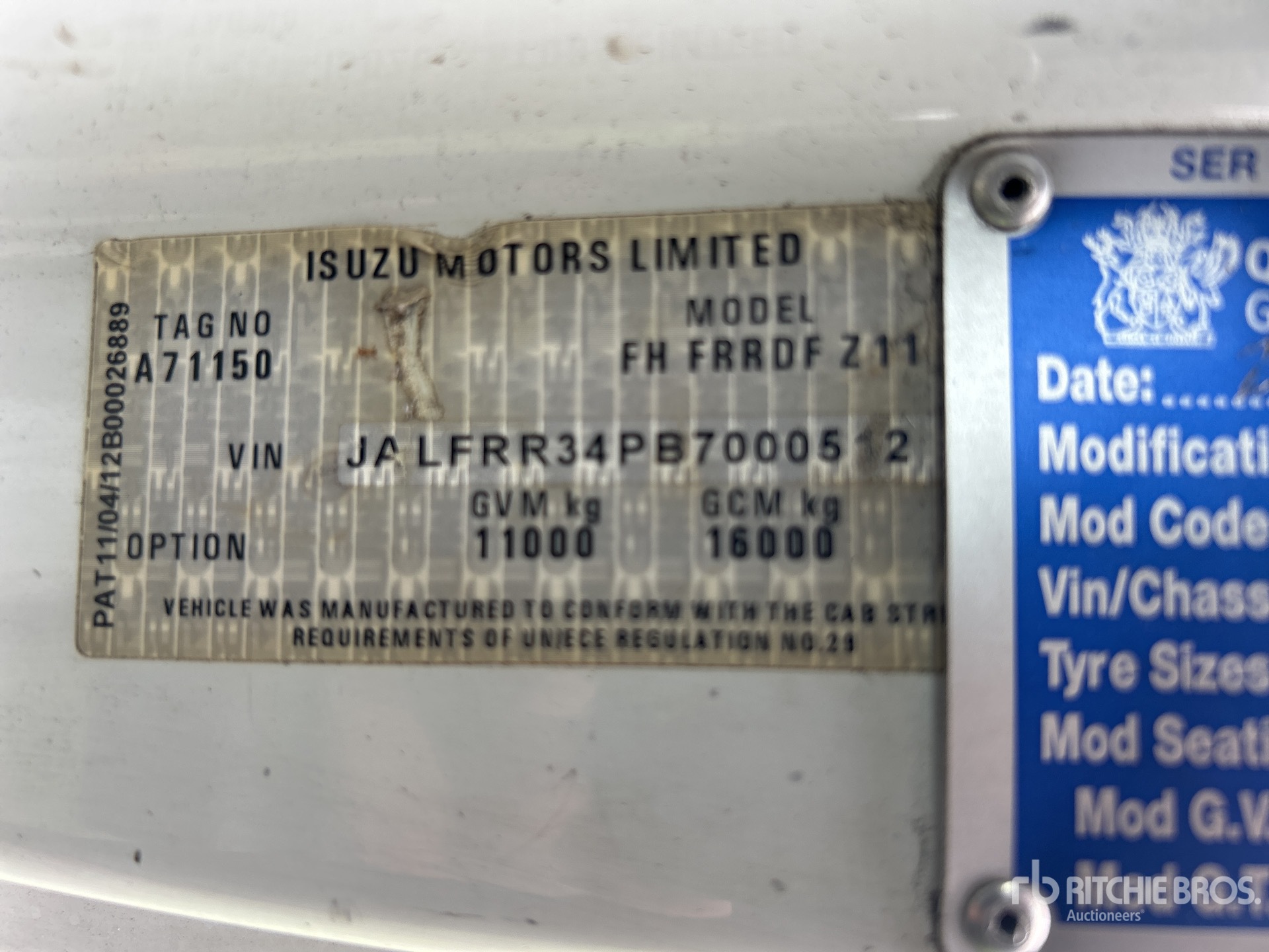 General Appearance with Serial Number / VIN