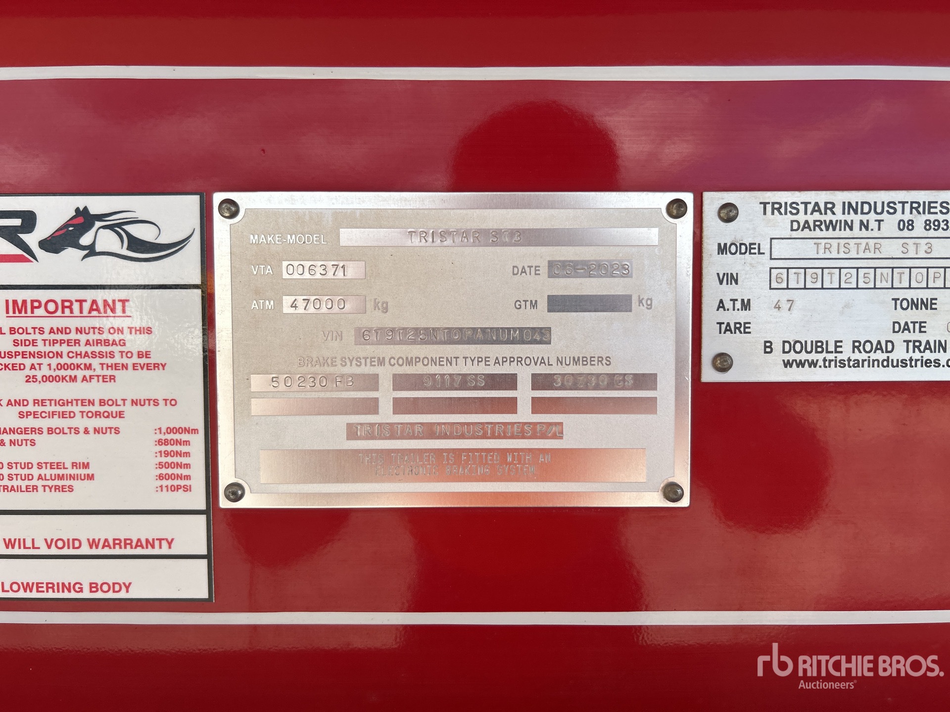 General Appearance with Serial Number / VIN