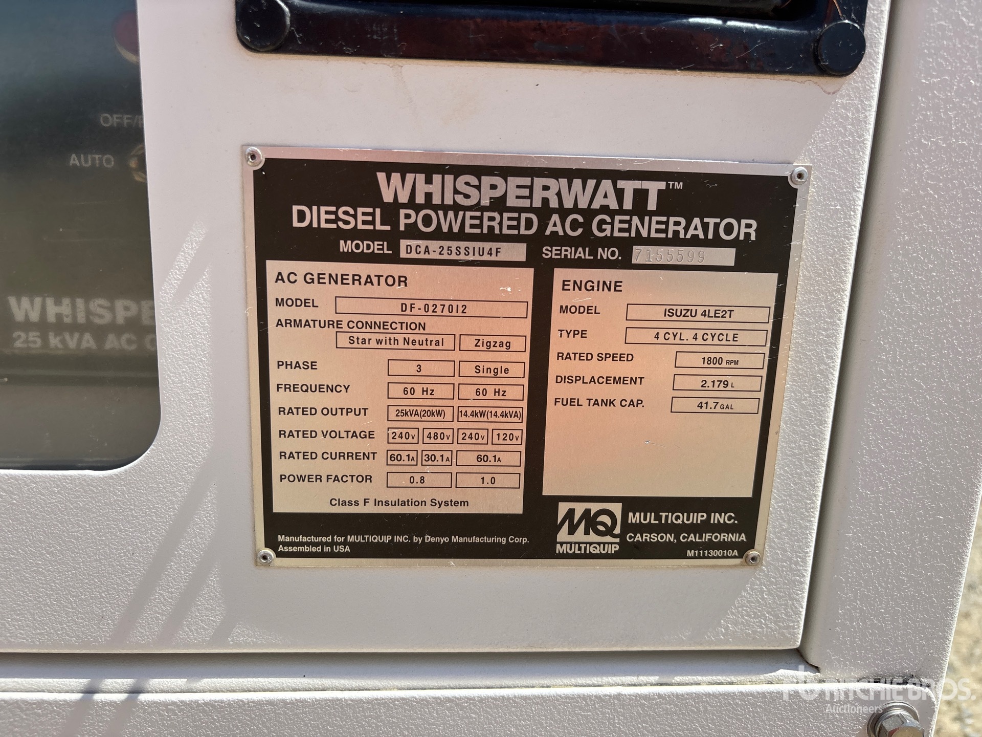General Appearance with Unit Serial Number