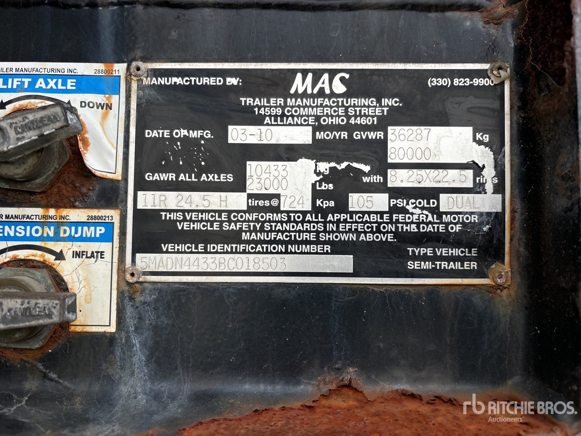 General Appearance with Serial Number / VIN