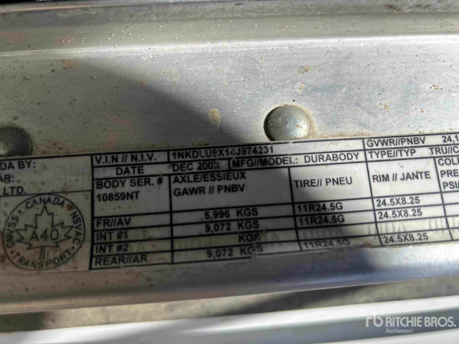 General Appearance with Serial Number / VIN
