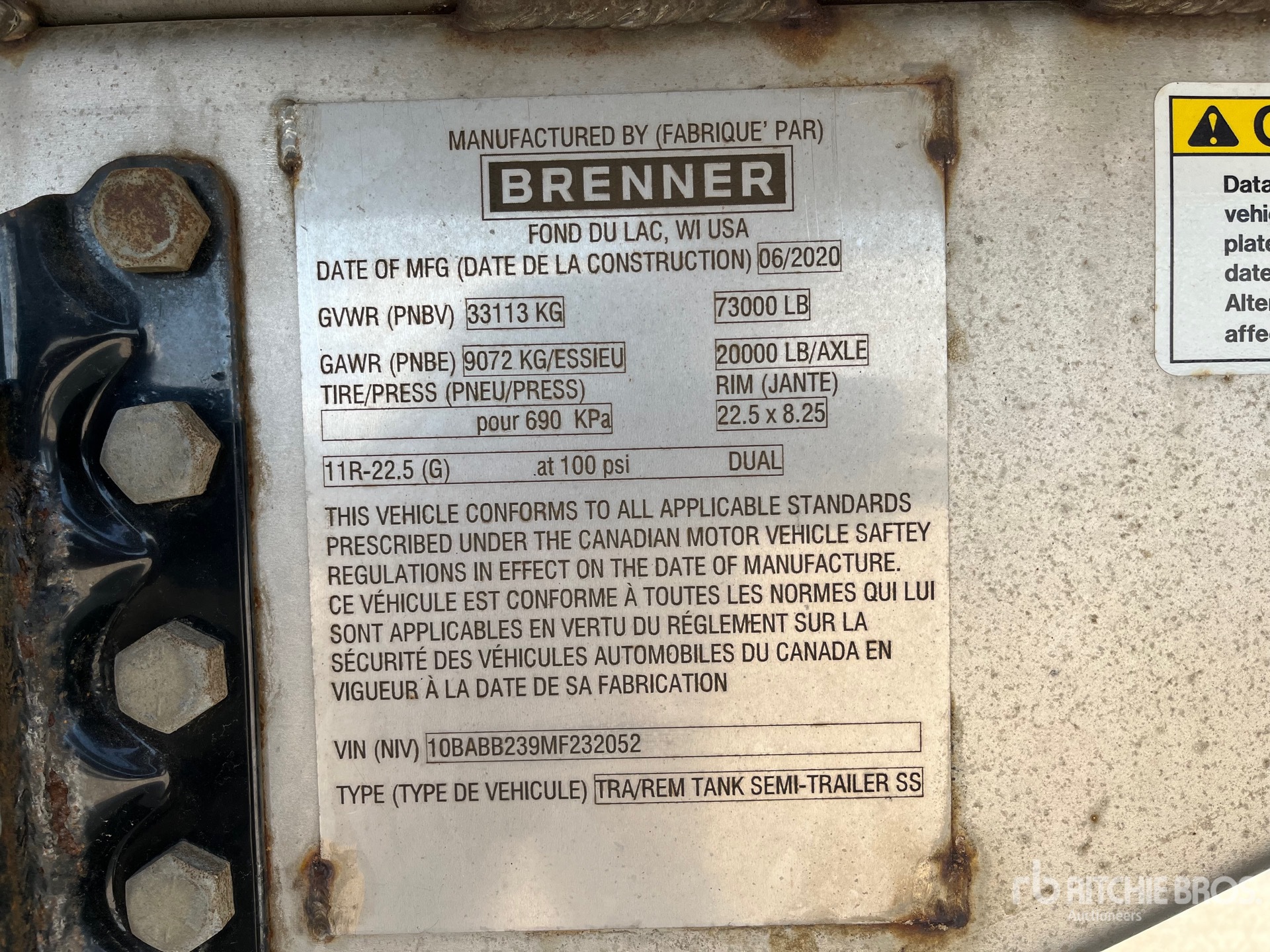 General Appearance with Serial Number / VIN