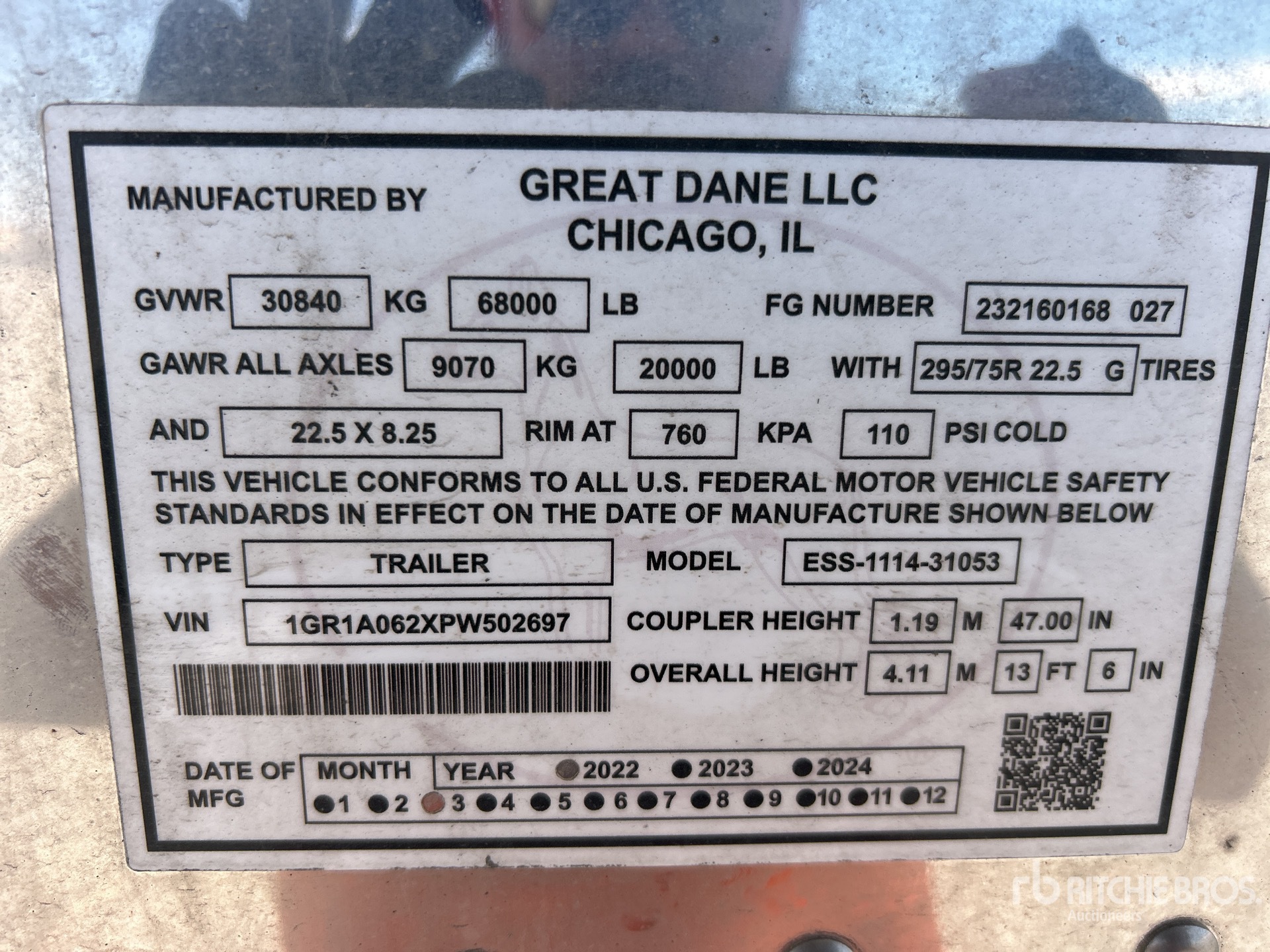 General Appearance with Serial Number / VIN