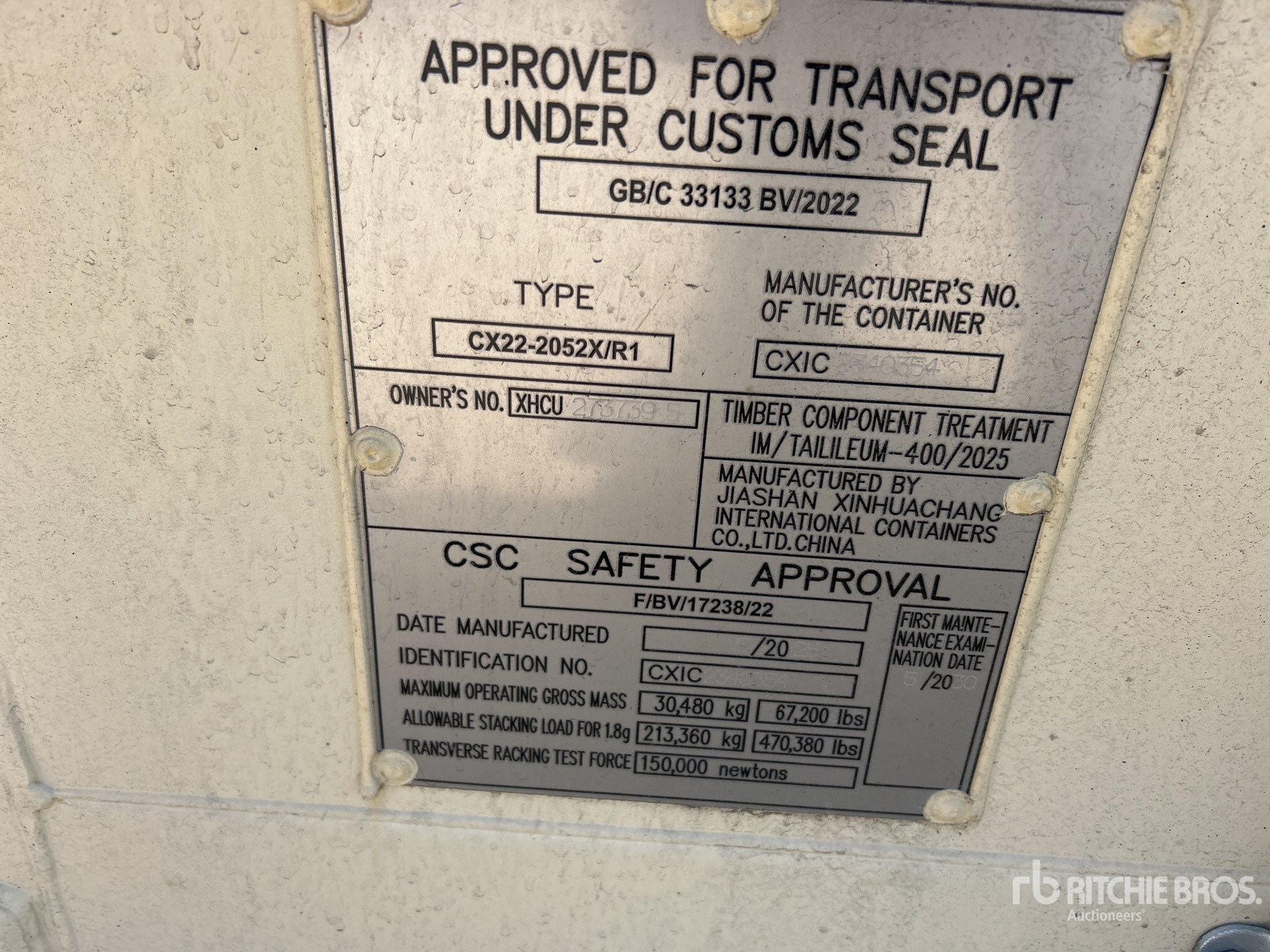 General Appearance with Serial Number / VIN