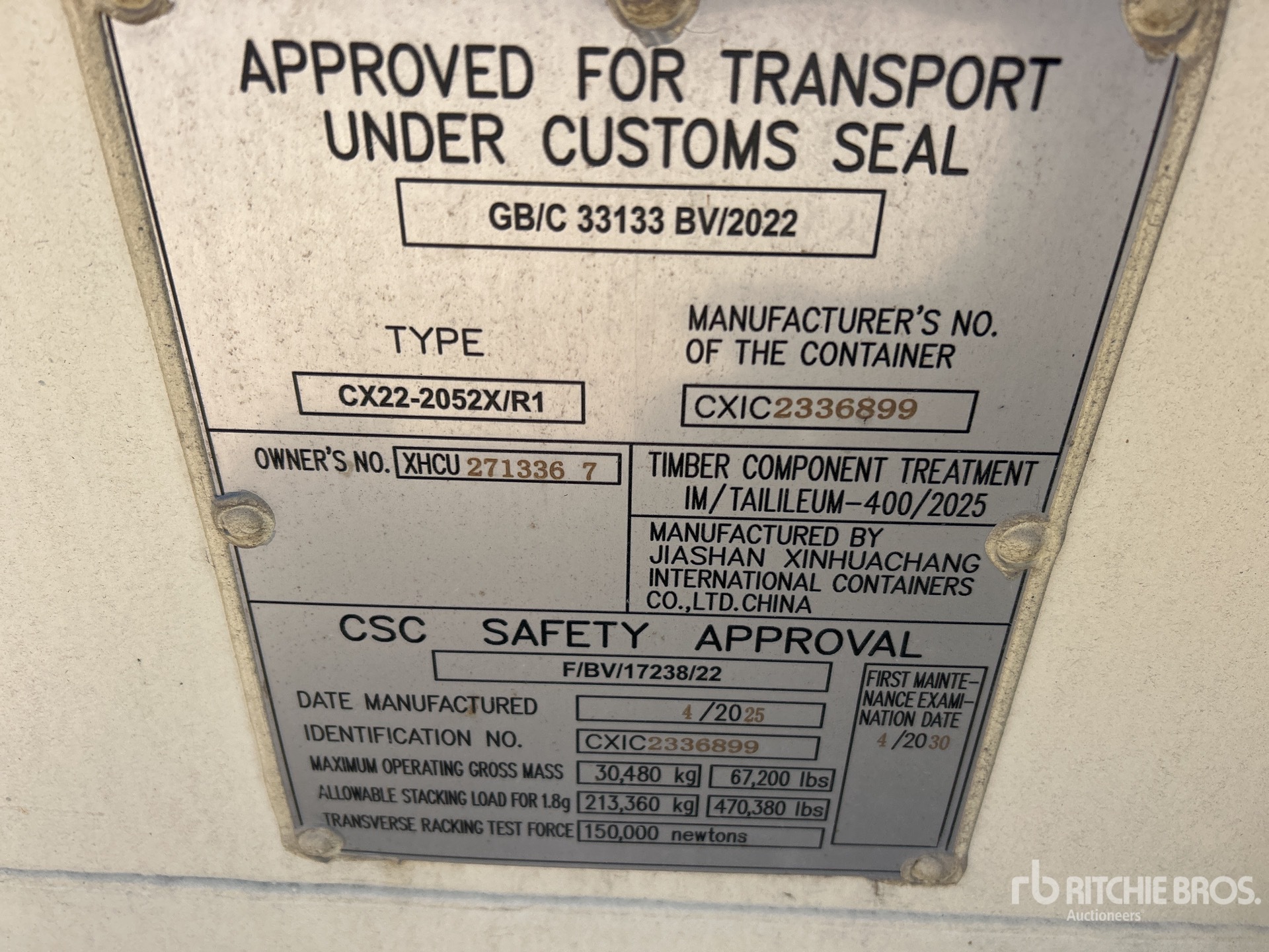 General Appearance with Serial Number / VIN