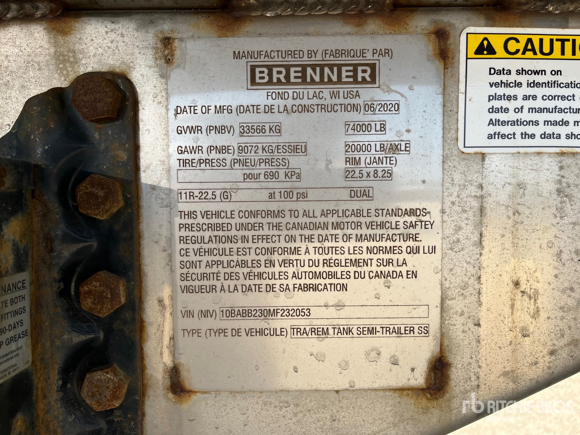 General Appearance with Serial Number / VIN