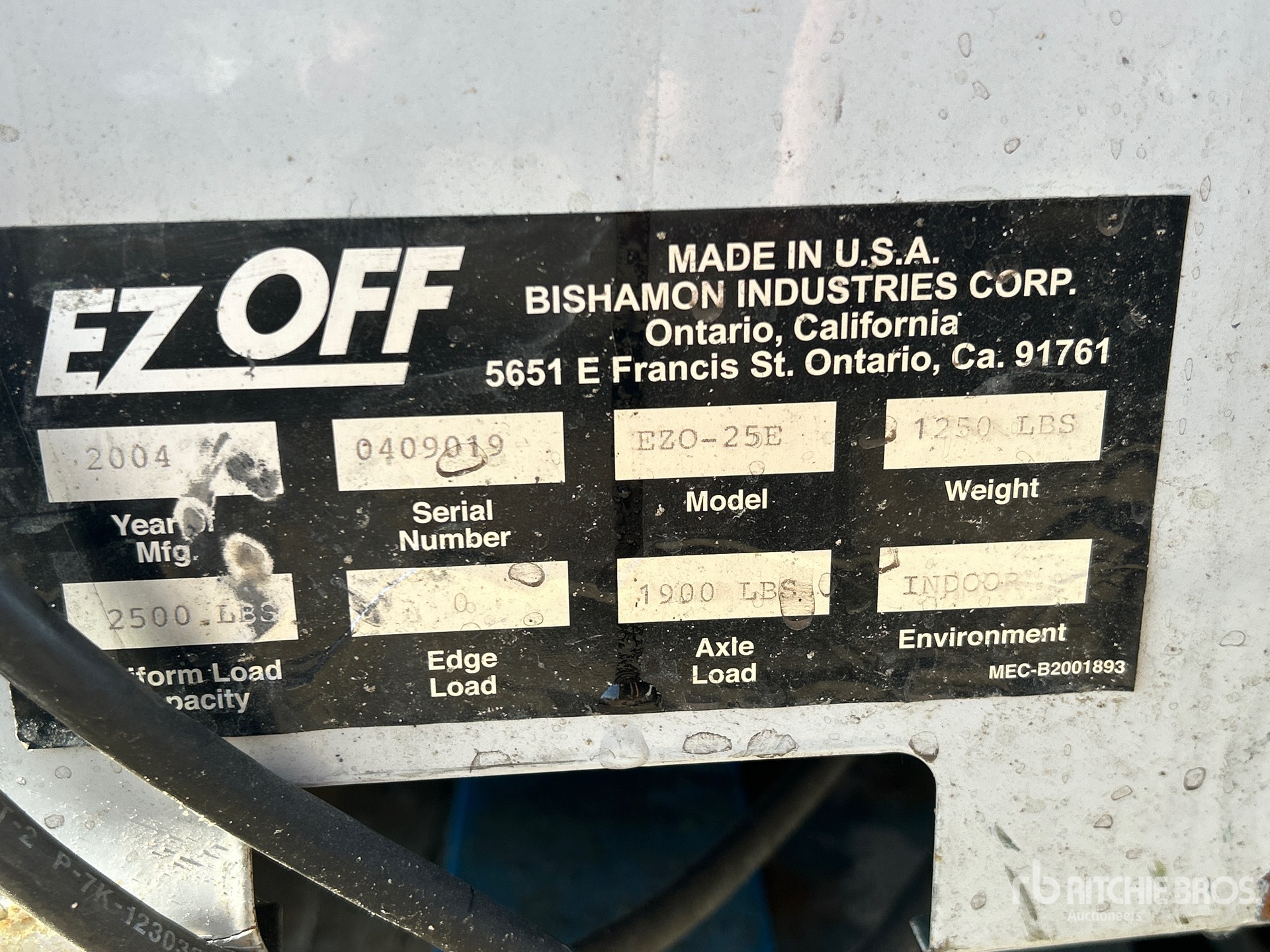 General Appearance with Serial Number / VIN