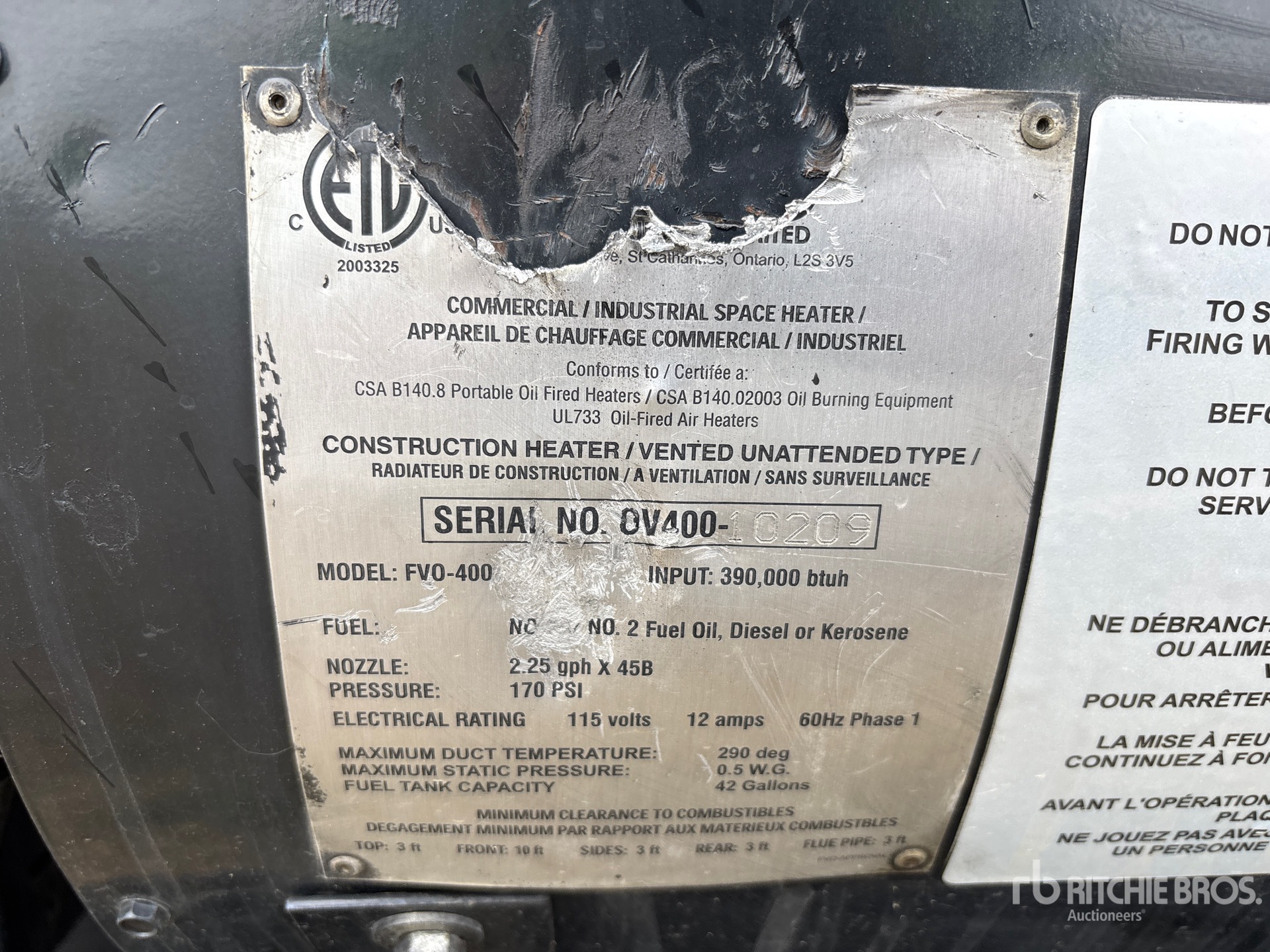 General Appearance with Serial Number / VIN