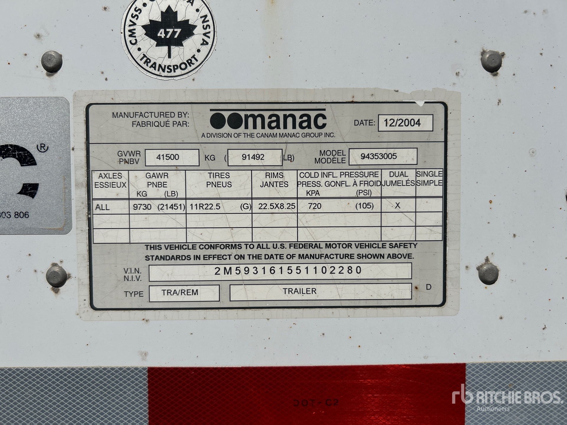 General Appearance with Serial Number / VIN