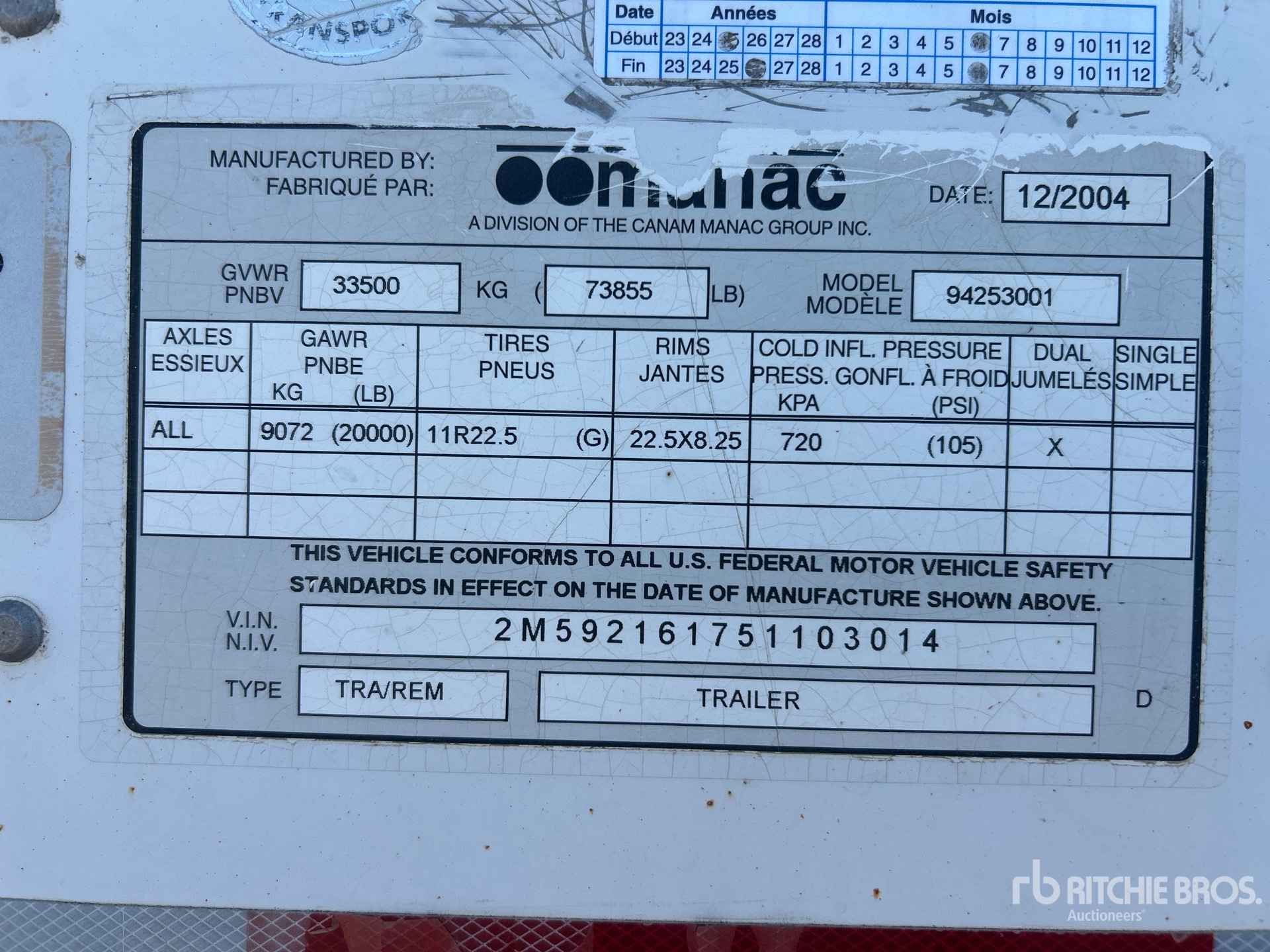 General Appearance with Serial Number / VIN